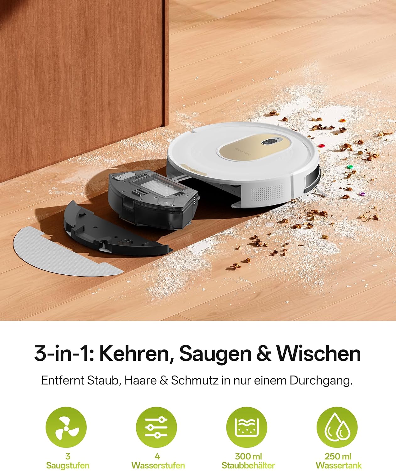 W8 Saugroboter mit Wischfunktion & App-Steuerung