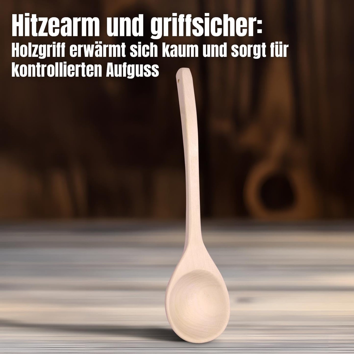 Unbehandelte und handgemachte Saunakelle