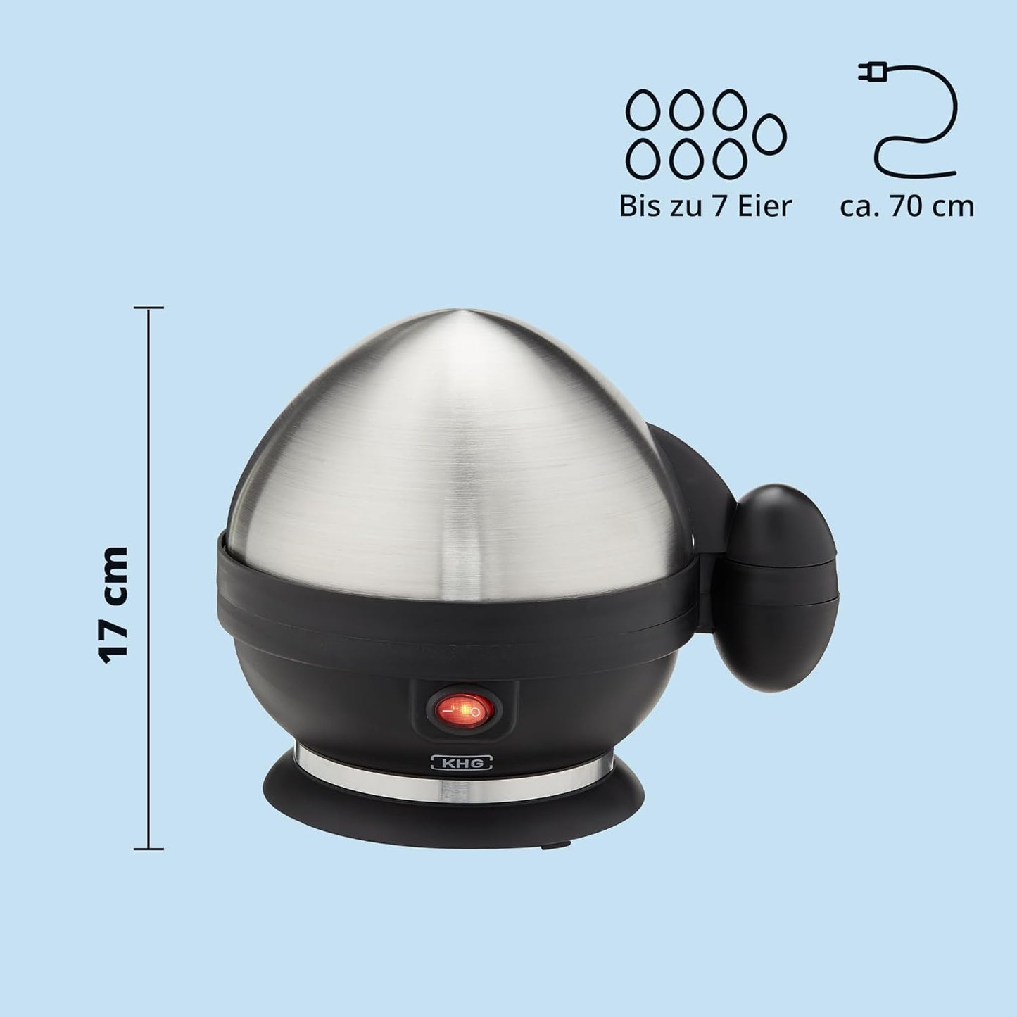 Eierkocher für 7 Eier, Silber/Schwarz
