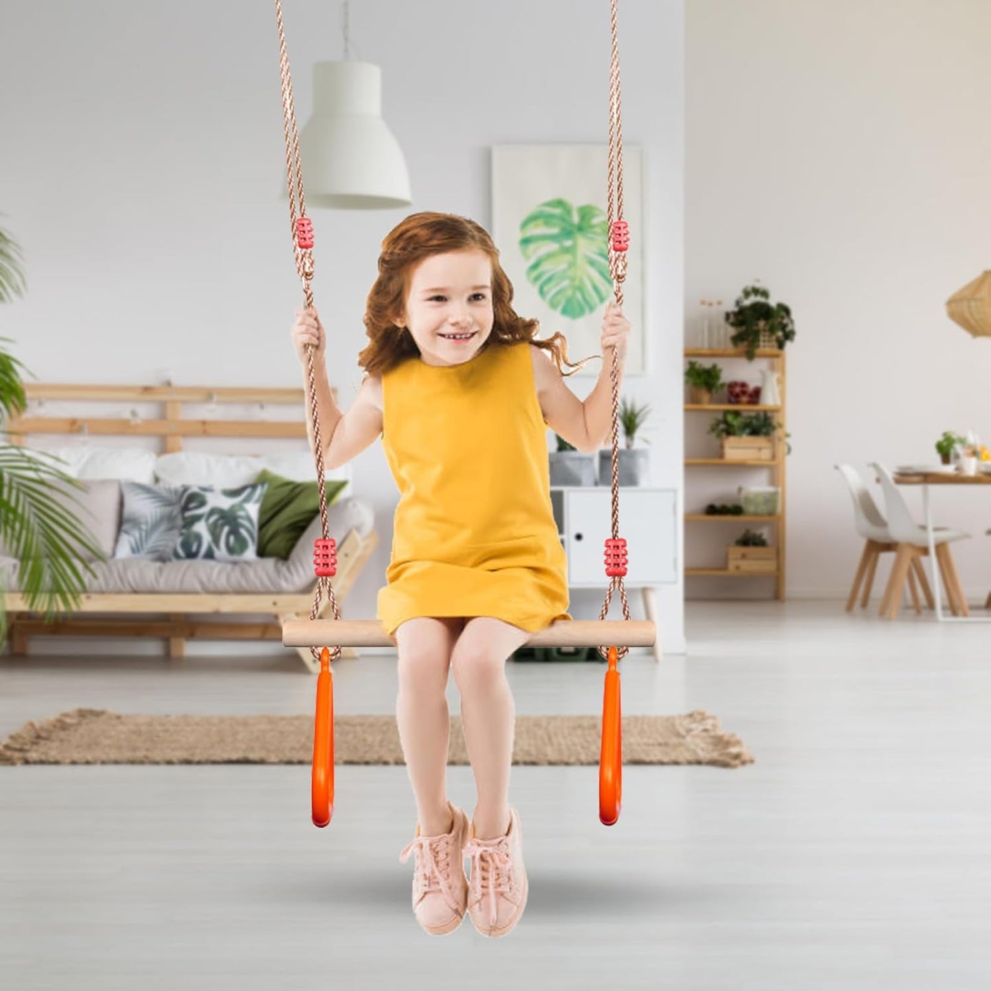 Multifunktionale Trapezschaukel mit Turngriffen, Orange