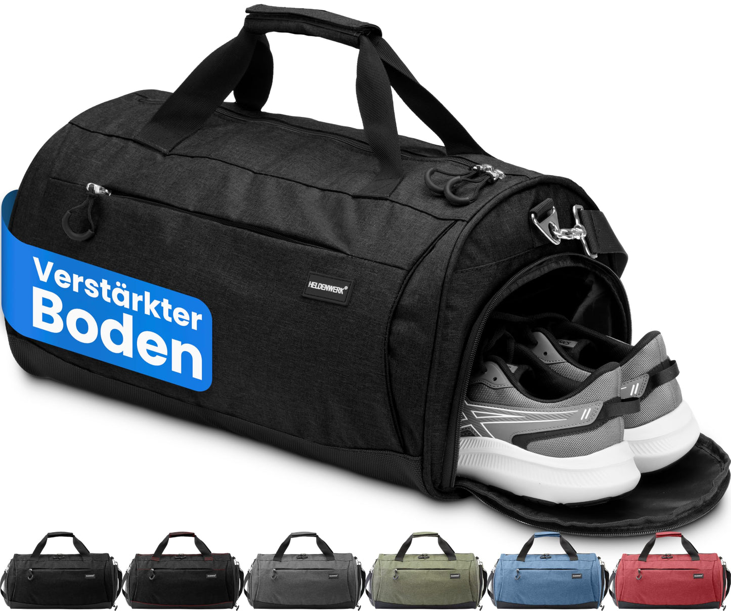 Sport- und Reisetasche mit Schuh- und Nassfach, Schwarz 58 x 31 x 31 cm (Large 50L)