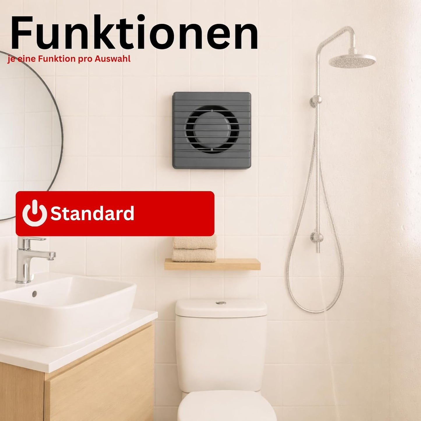 Badlüfter für Wandmontage (80mm, leise), Standard