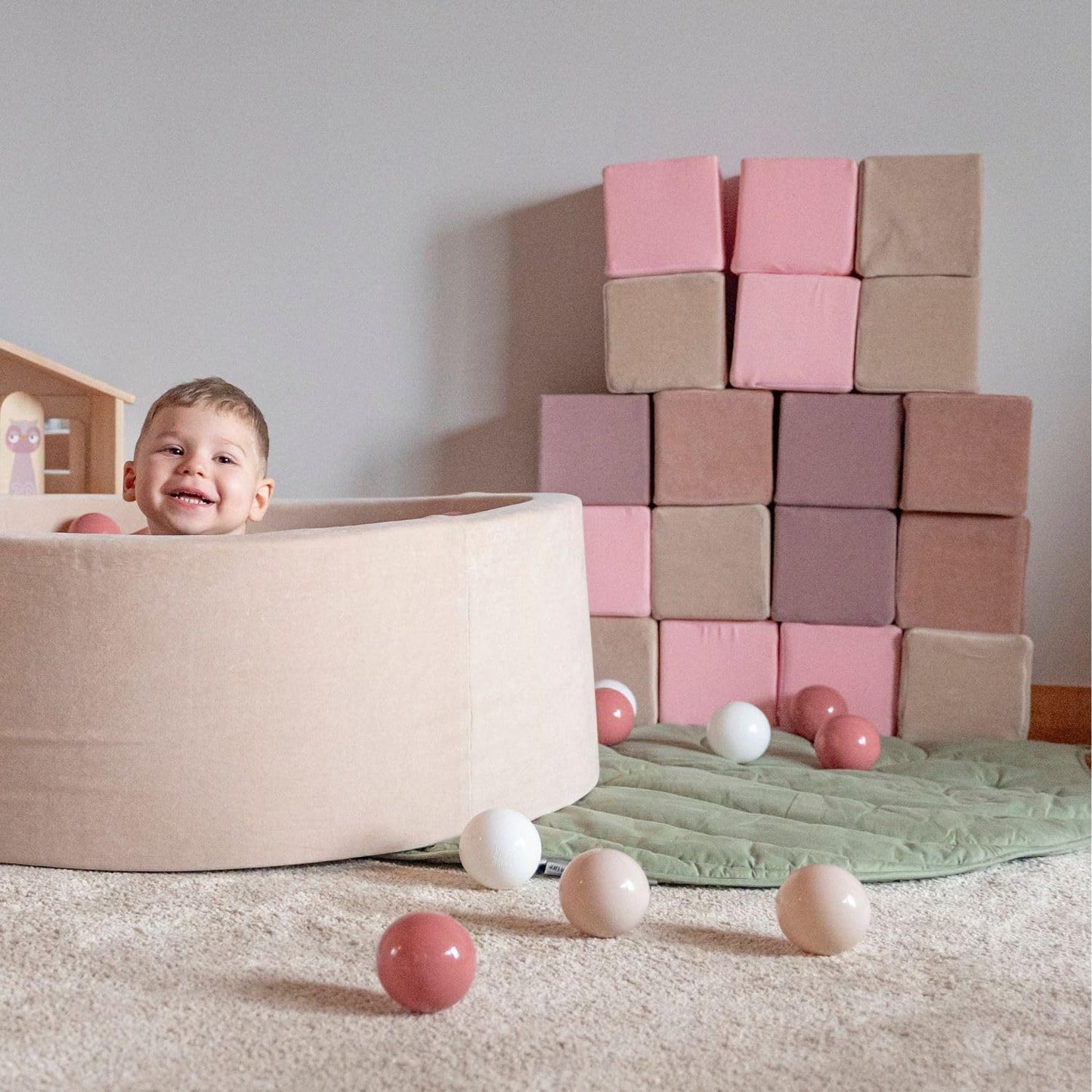 Schaumstoff-Würfelset für Babys (48 Stück), 48 Stücke Blöcke: Erikafarben/Pink