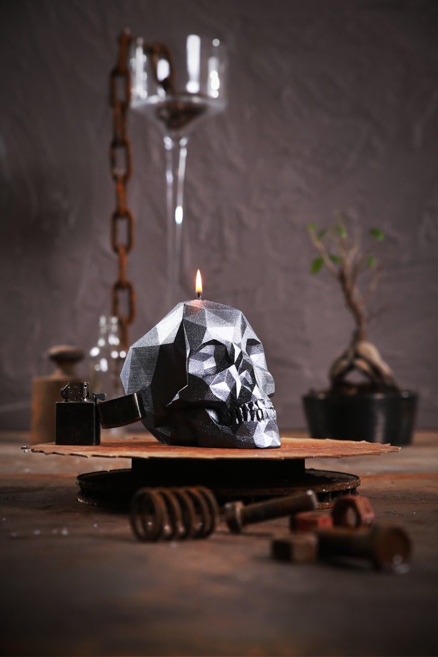 Skull Low-Poly Kerze 3D Aesthetic, Stahl