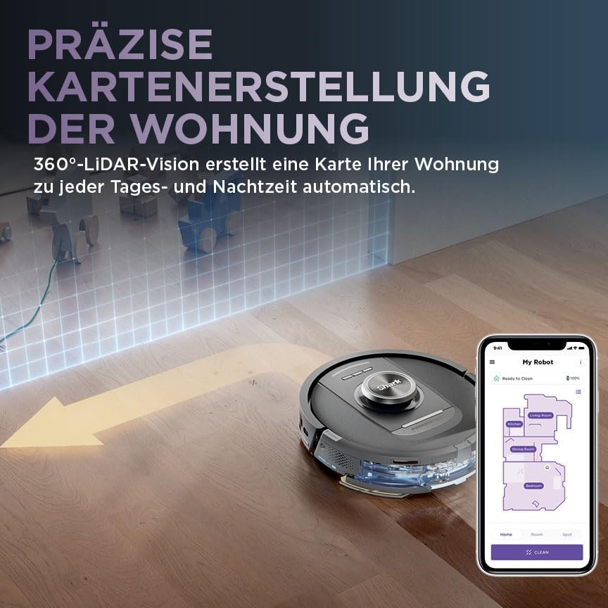 2-in-1 Saug- und Wischroboter RV2800YEEU mit 3D-Navigation, 2 Bürsten / Anti-Micro Pads – Ohne Auto-Entleerung Schwarz