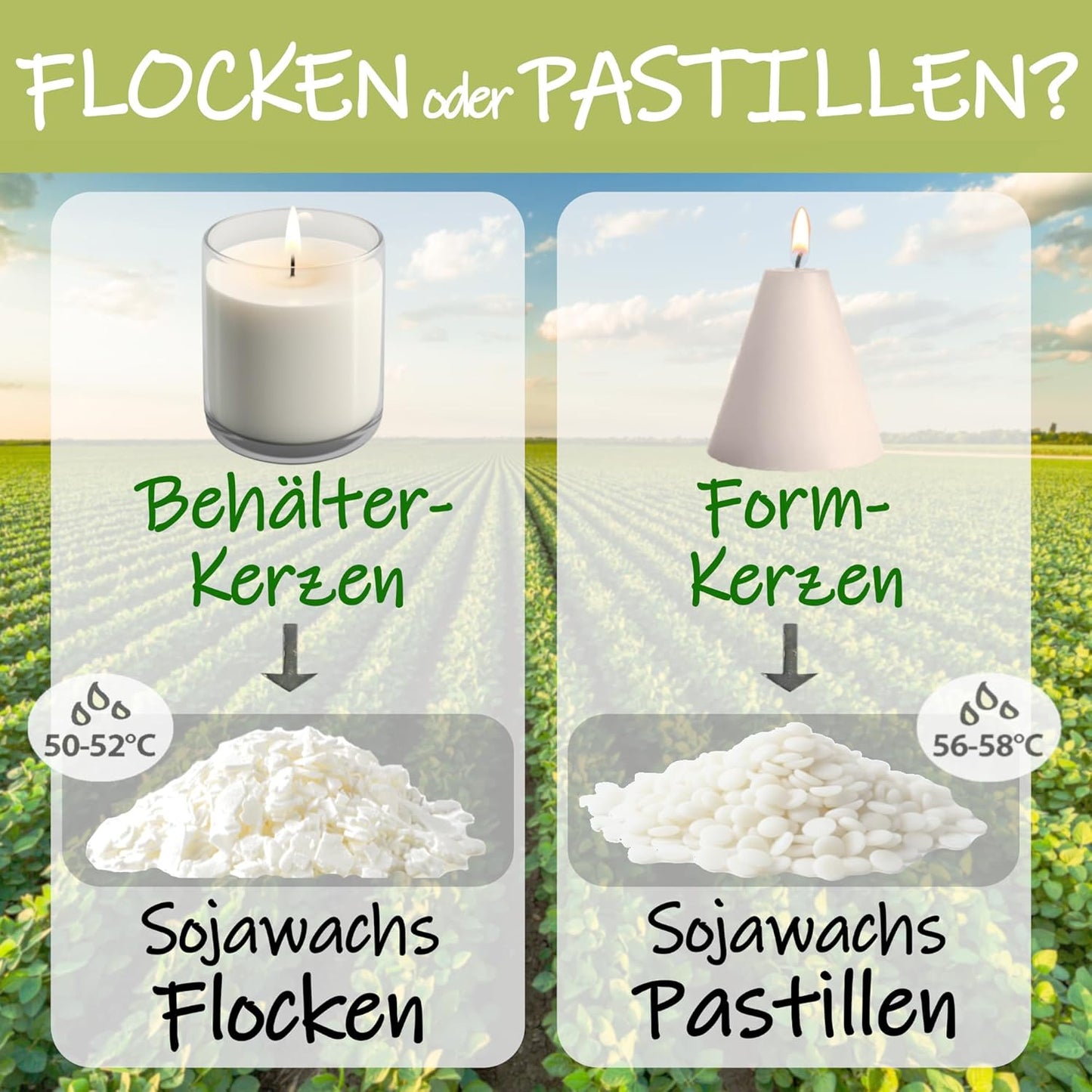 Sojawachs Flocken für DIY Kerzen, 3 kg, Sojawachs für Behälterkerzen 3 kg