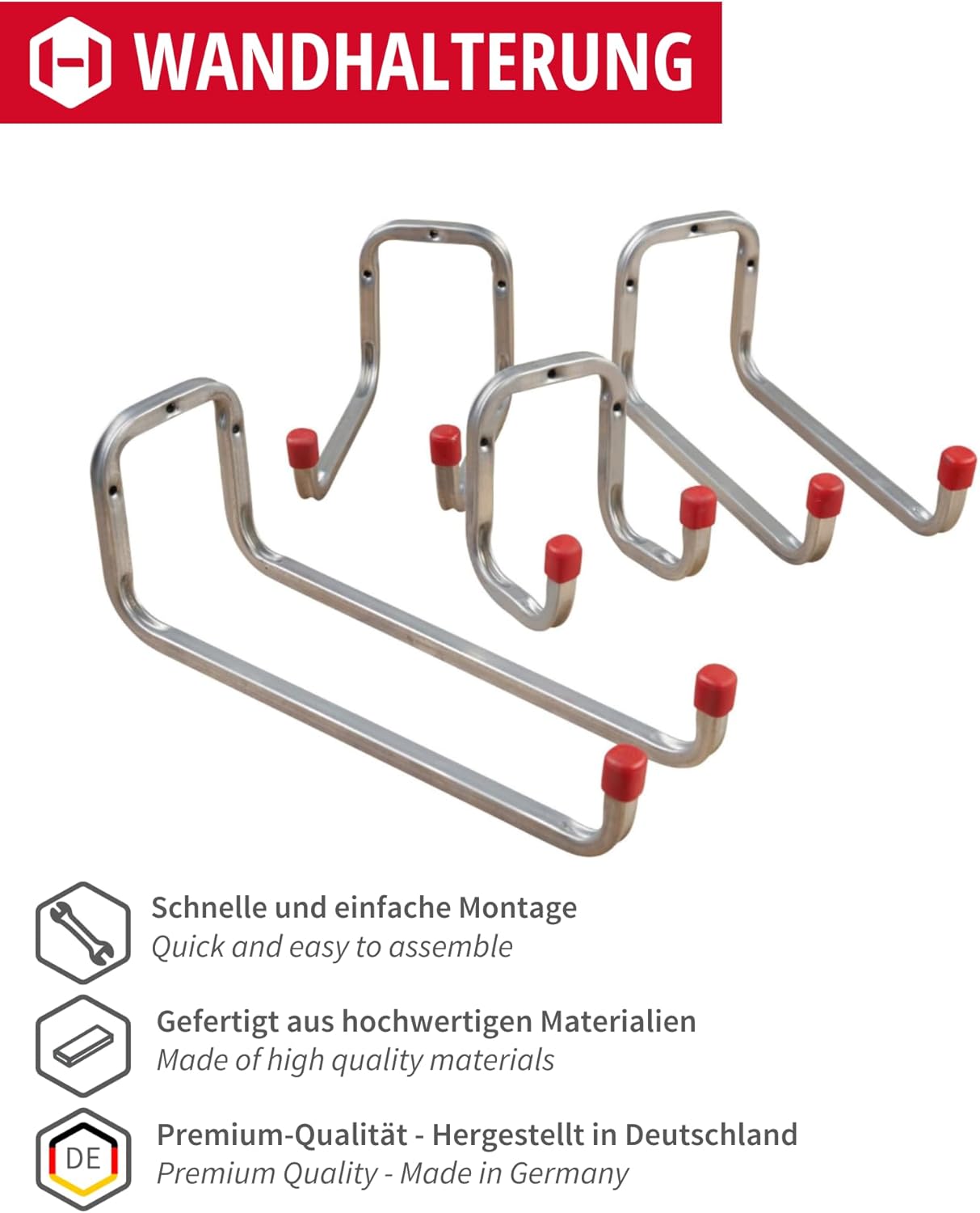 6er-Set Wandhalterung Gerätehaken, 6 90 mm