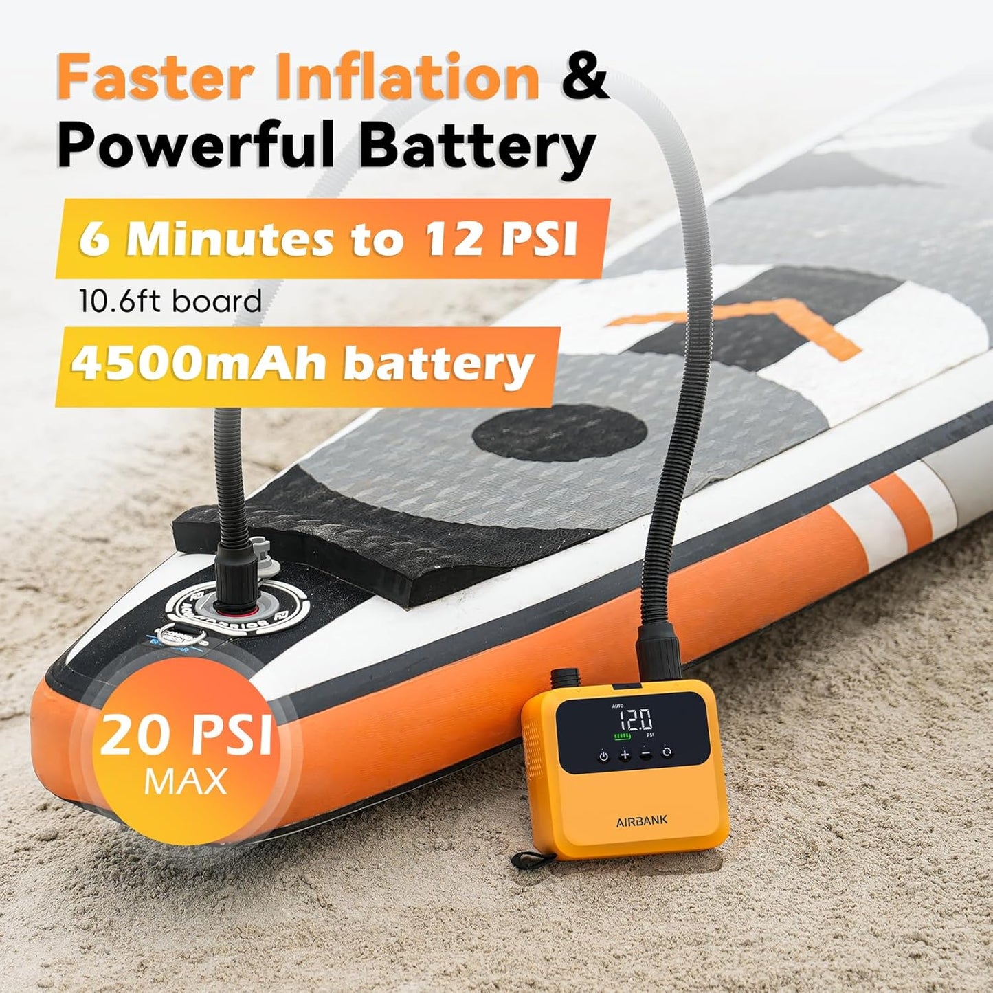 Mini SUP Elektrische Luftpumpe, orange