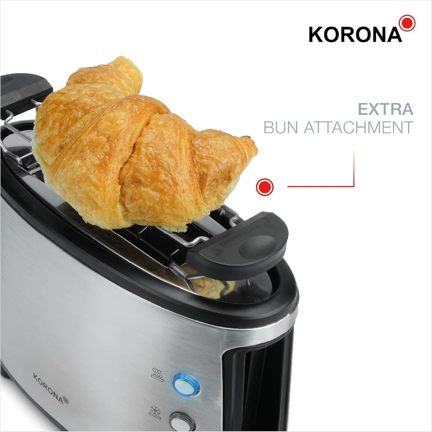 21304 Single-Toaster mit Edelstahlgehäuse und Brötchenaufsatz, Korona 21304 Single-Toaster