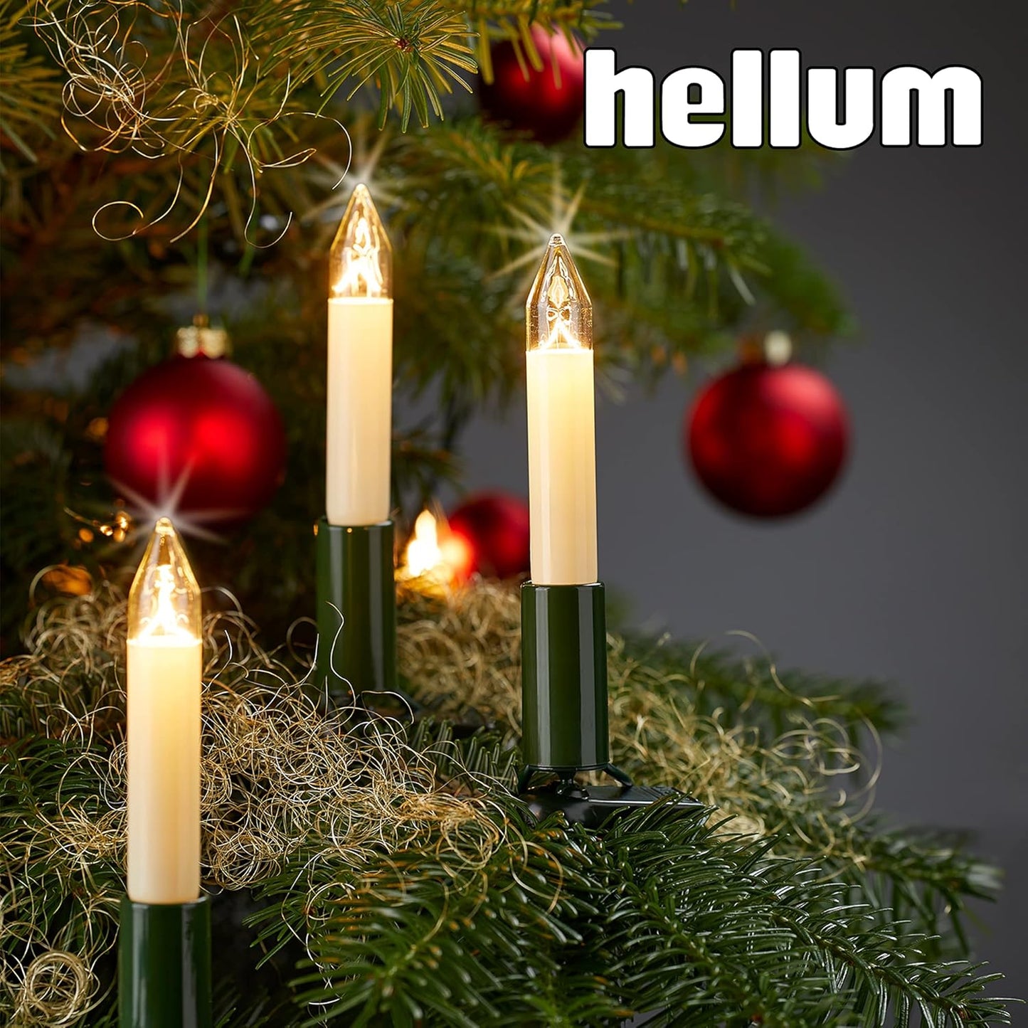 LED-Weihnachtsbaum-Lichterkette, 20 LED-Filament / beleuchtet 19m Weiss