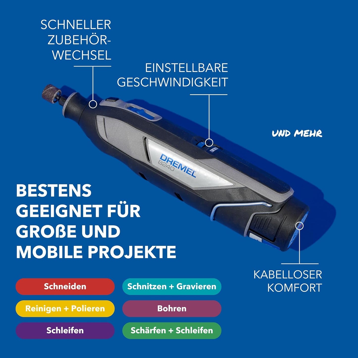 Akku-Rotationswerkzeug, Dremel 8240 5 Zubehören