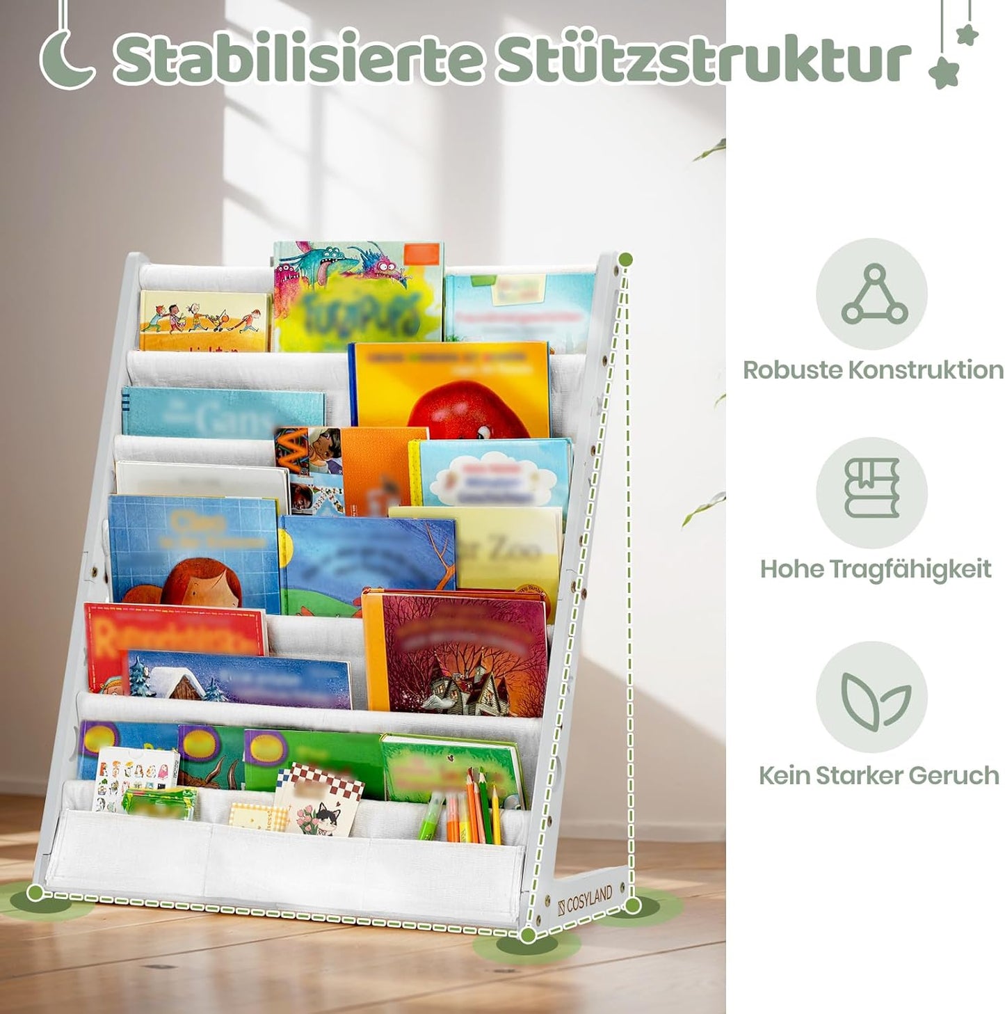 Kinderbücherregal, Weiss Large