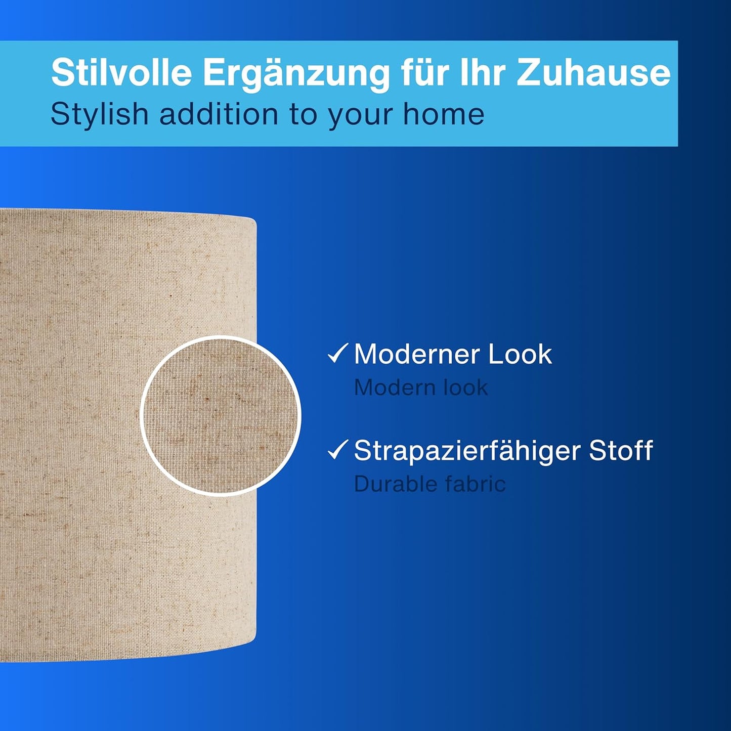 Lampenschirm aus Leinen für E27 Fassung, Ø 20cm Taupe-1