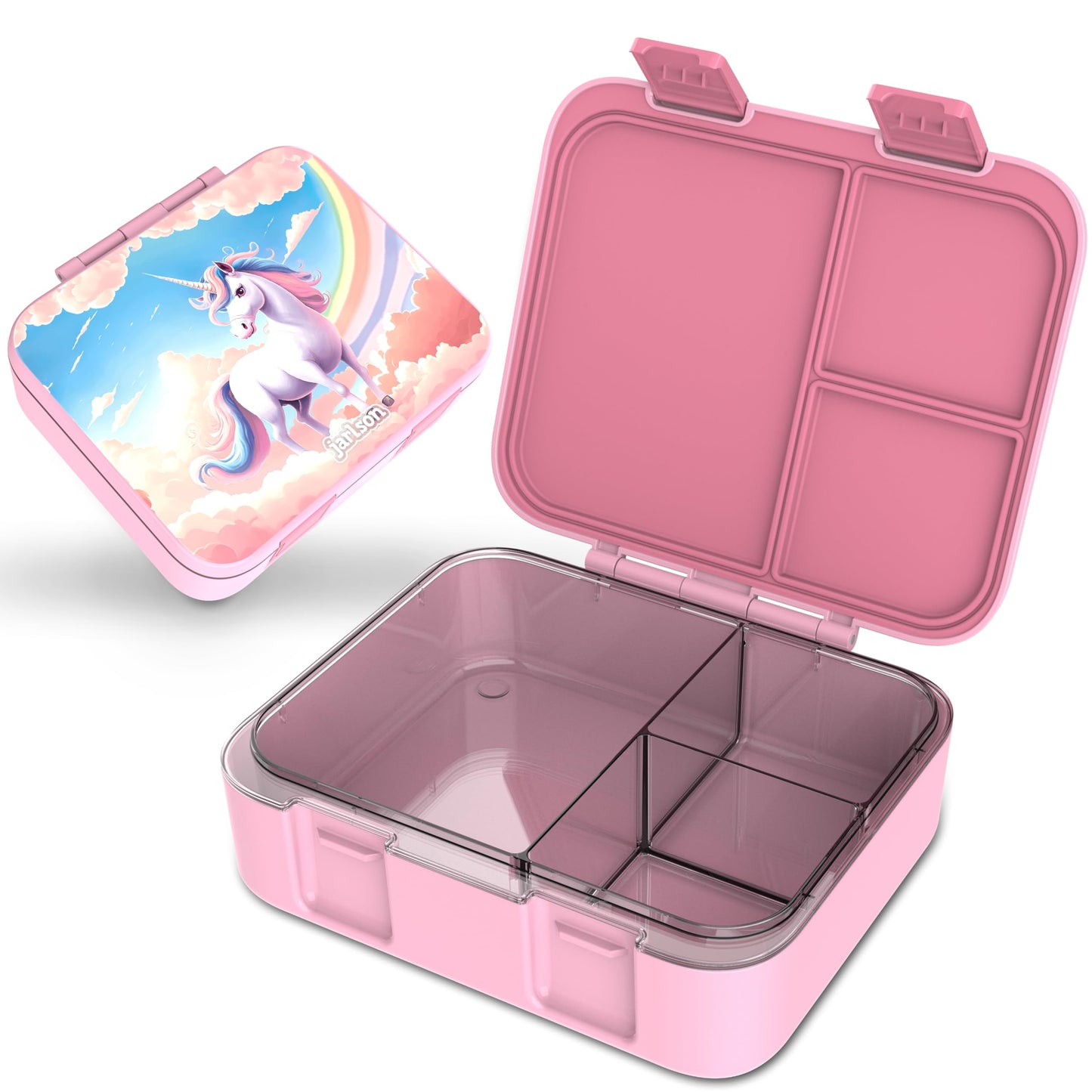 Kinder Bento Lunchbox mit Trennfächern, Einhorn Rosa