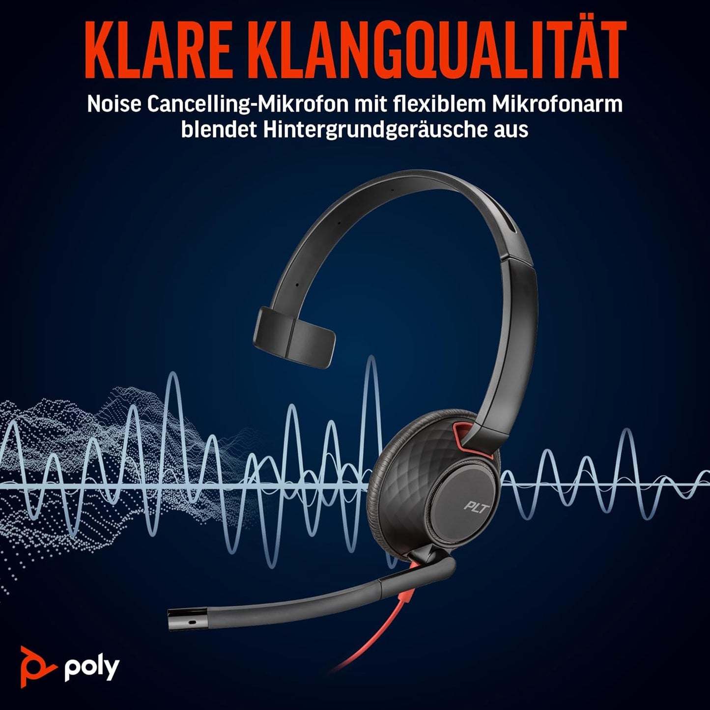Schnurgebundenes Headset Poly Blackwire 5210 mit Noise Cancelling-Mikrofon, 2024 Version (USB-C & AUX) USB-A, USB-C