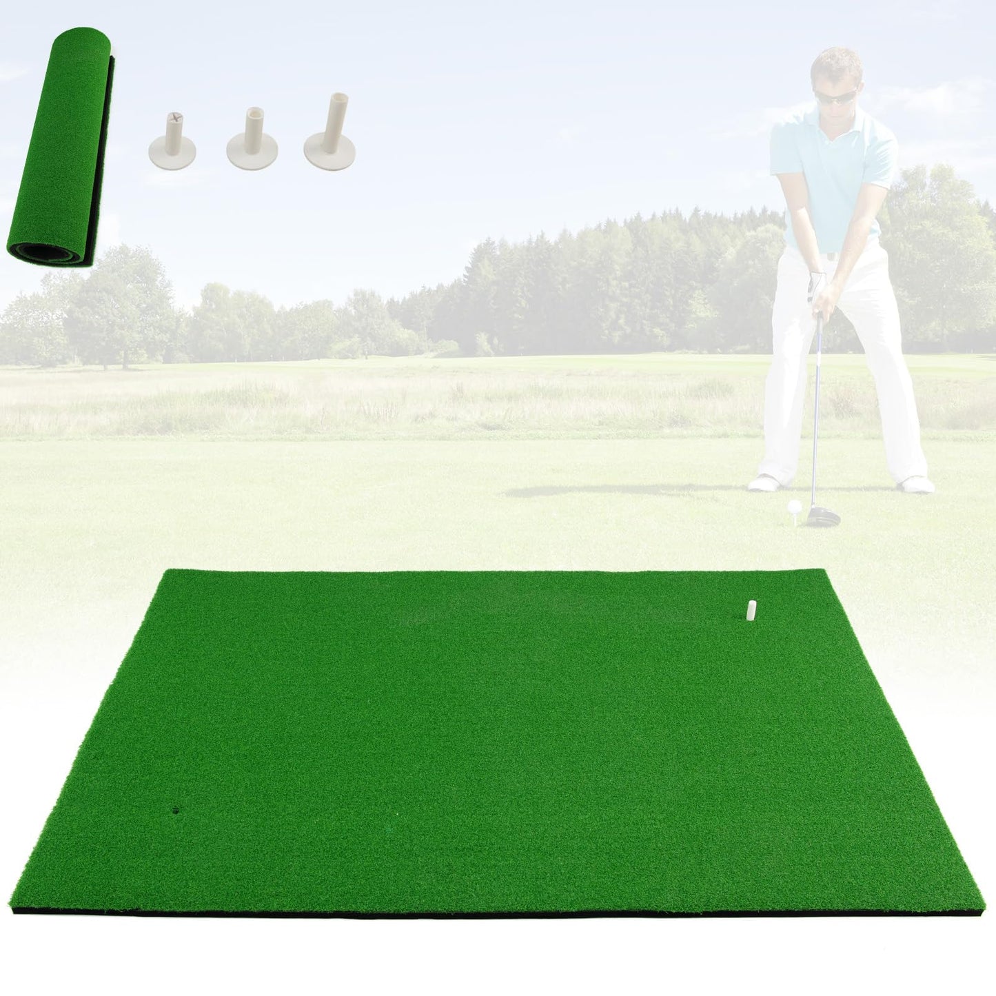 Faltbare Golf-Abschlagmatte mit Tees