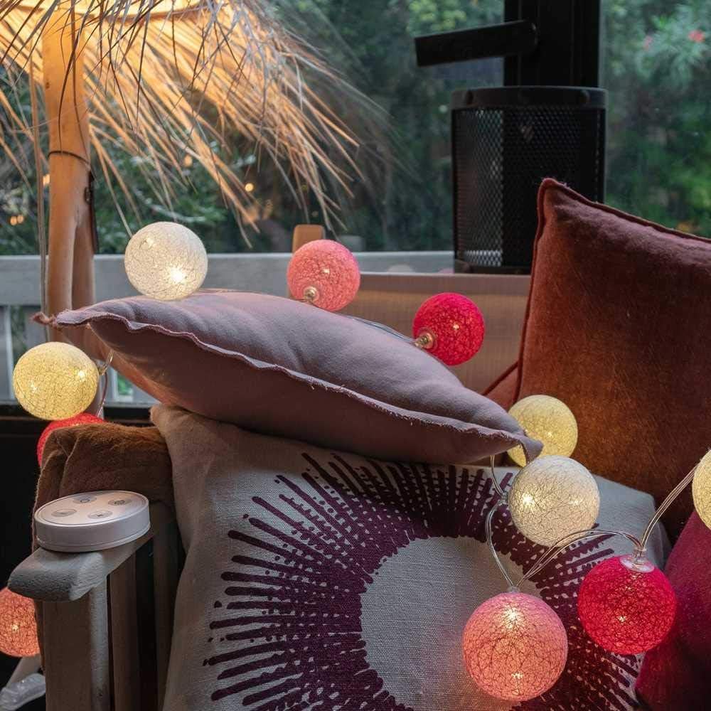 LED Baumwollkugeln, Dunkelrosa 3.2 m