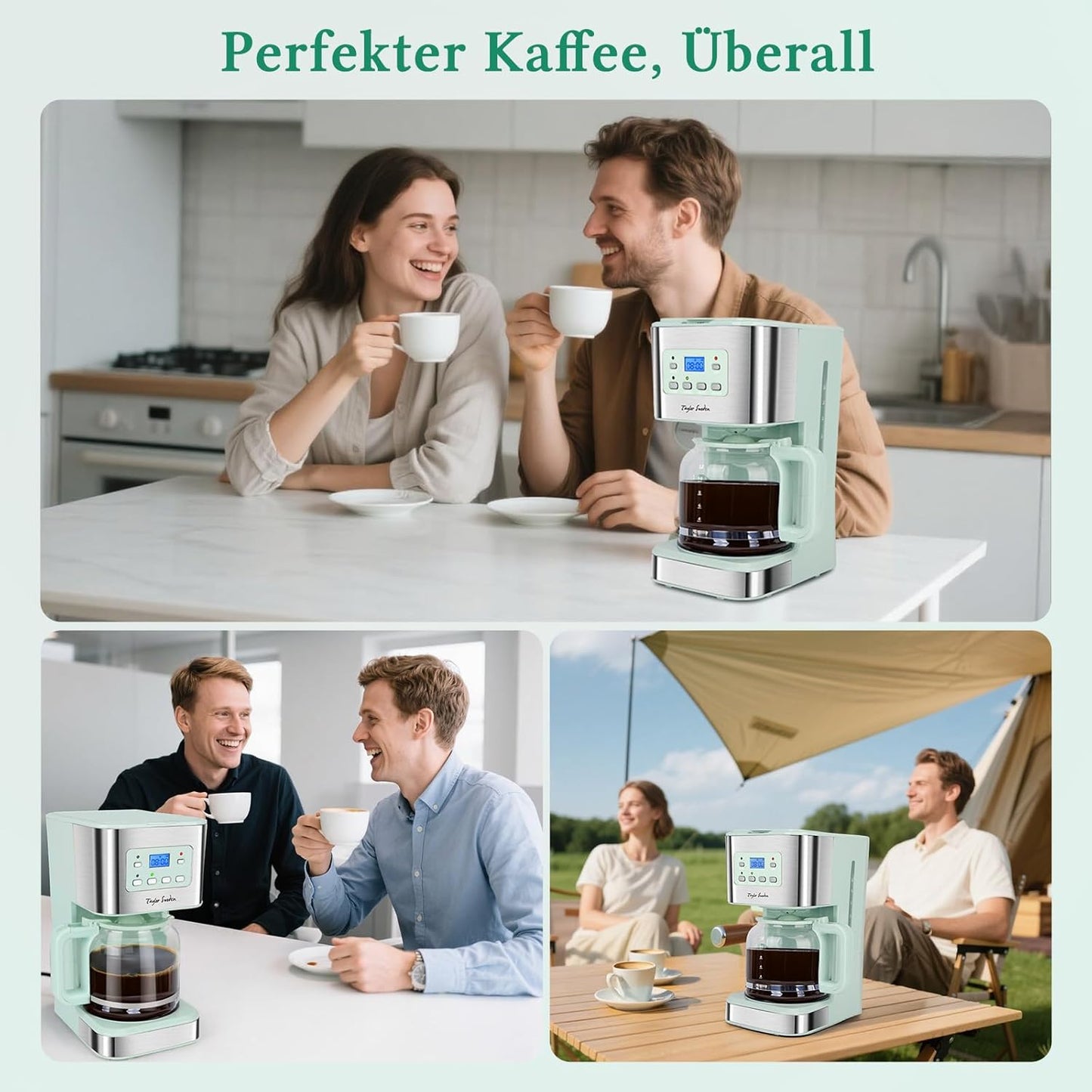 Kaffeemaschine mit Timer und Abschaltautomatik, Grün