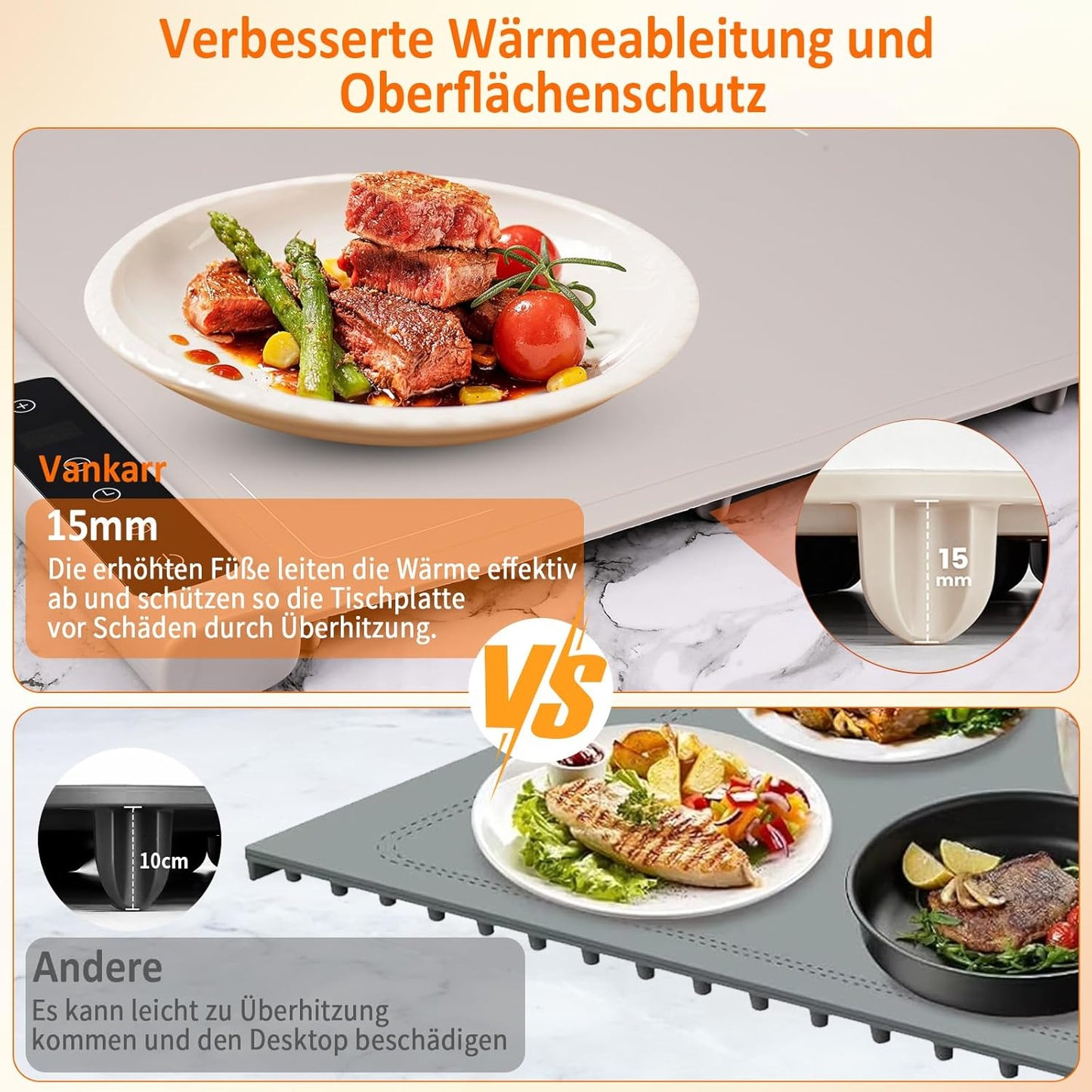 Elektrische Warmhalteplatte (40-120℃) Faltbar