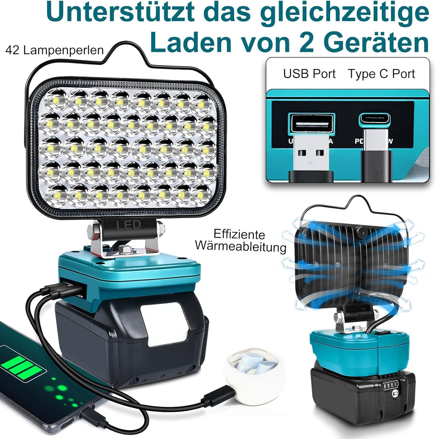 LED Akku Baustrahler, Blue-2