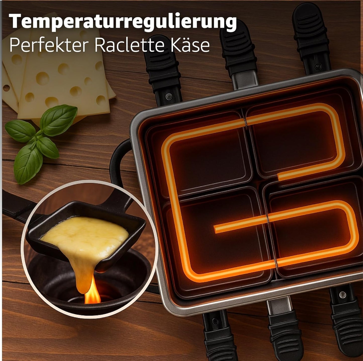 Fondue/Raclette Tischgrill-Set für 8 Personen, Fondue Set