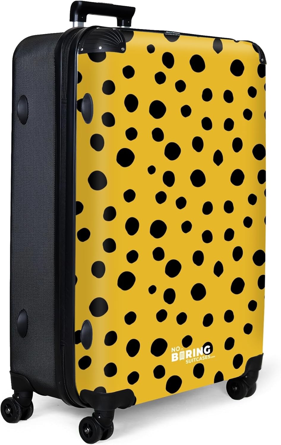 Hartschalenkoffer XL mit Rollen - Punkte Muster, Schwarze Punkte Grösse XL