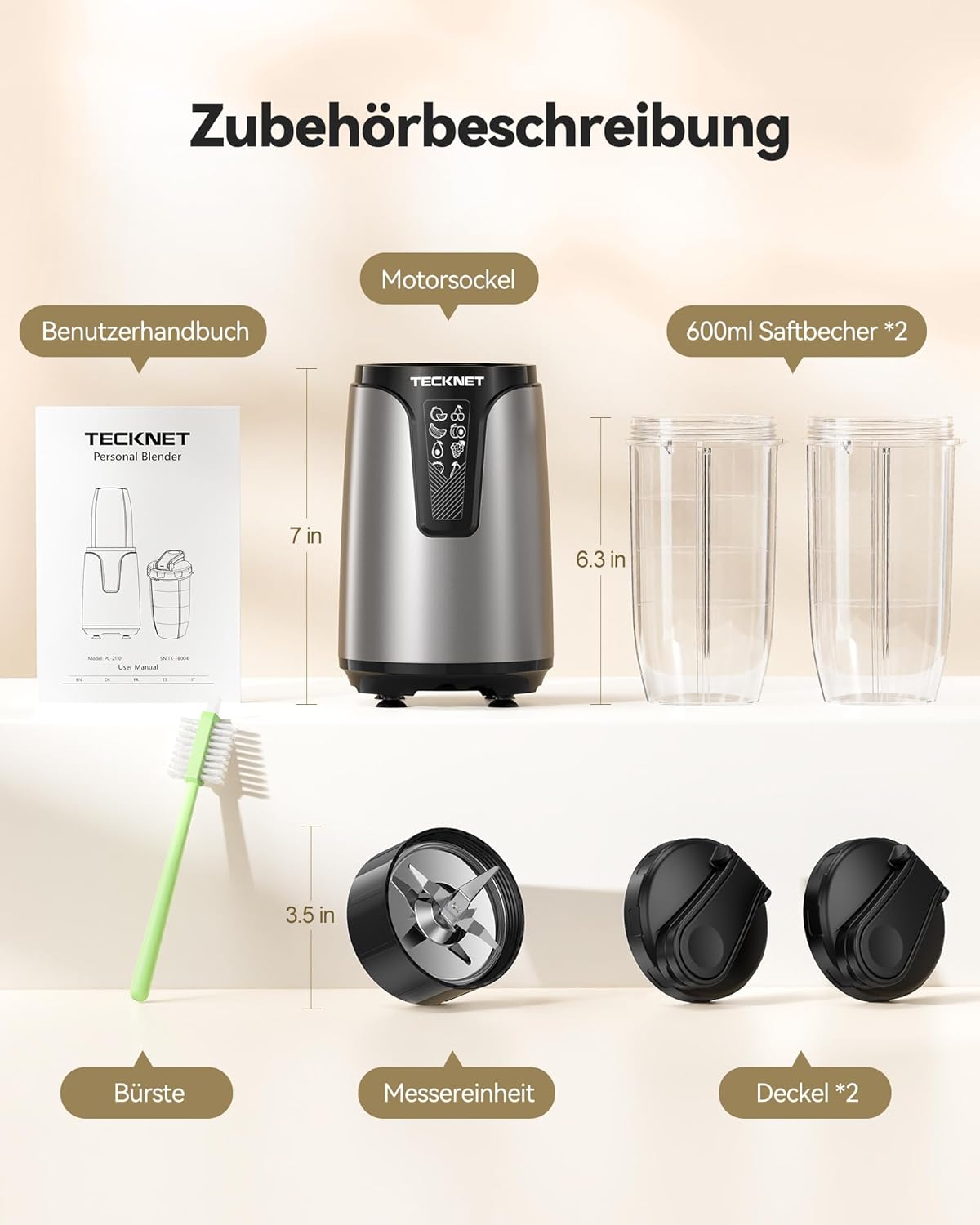Standmixer, Grau 1000W