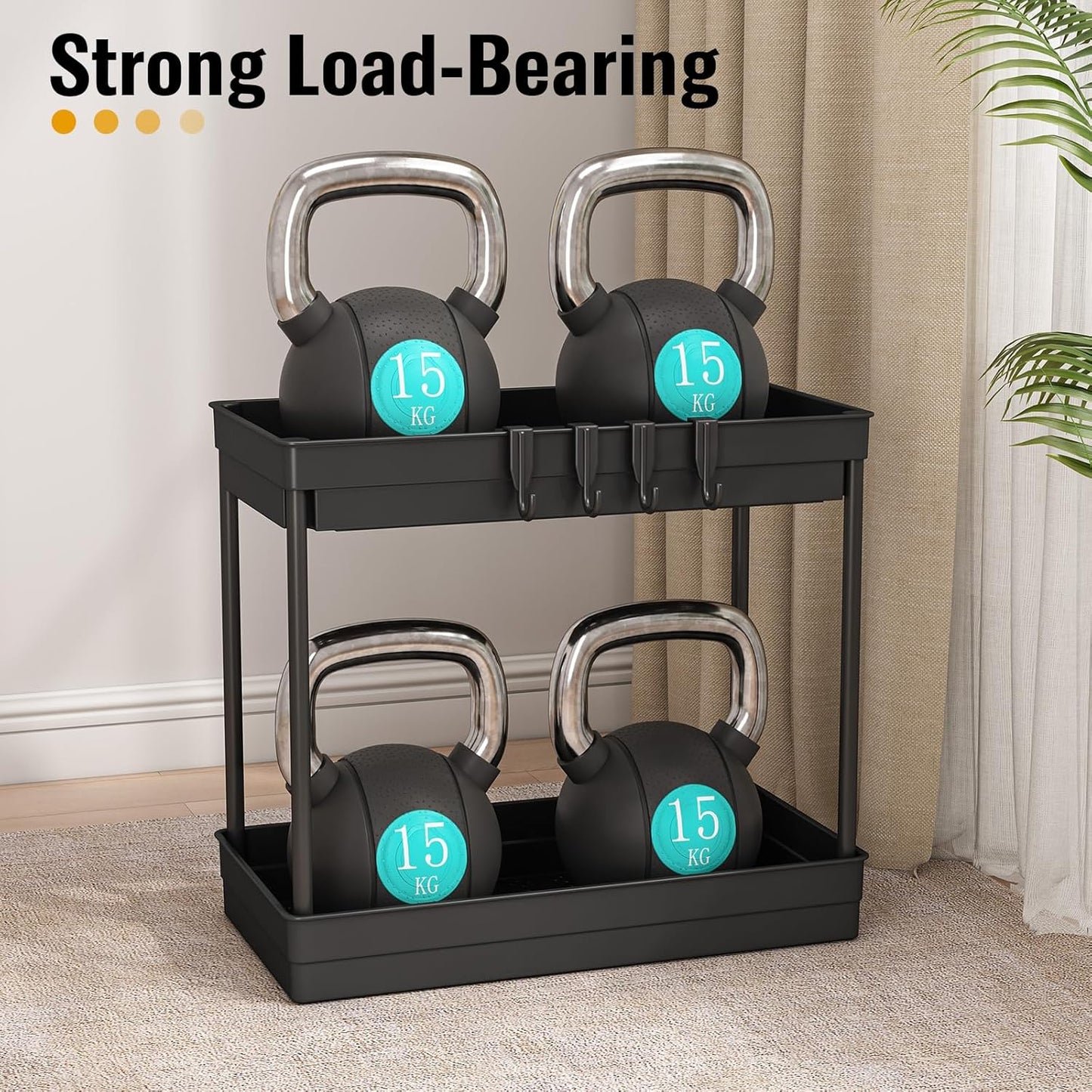 2er-Set Schrank-Organizer mit 8 Haken, Schwarz,2 Stück