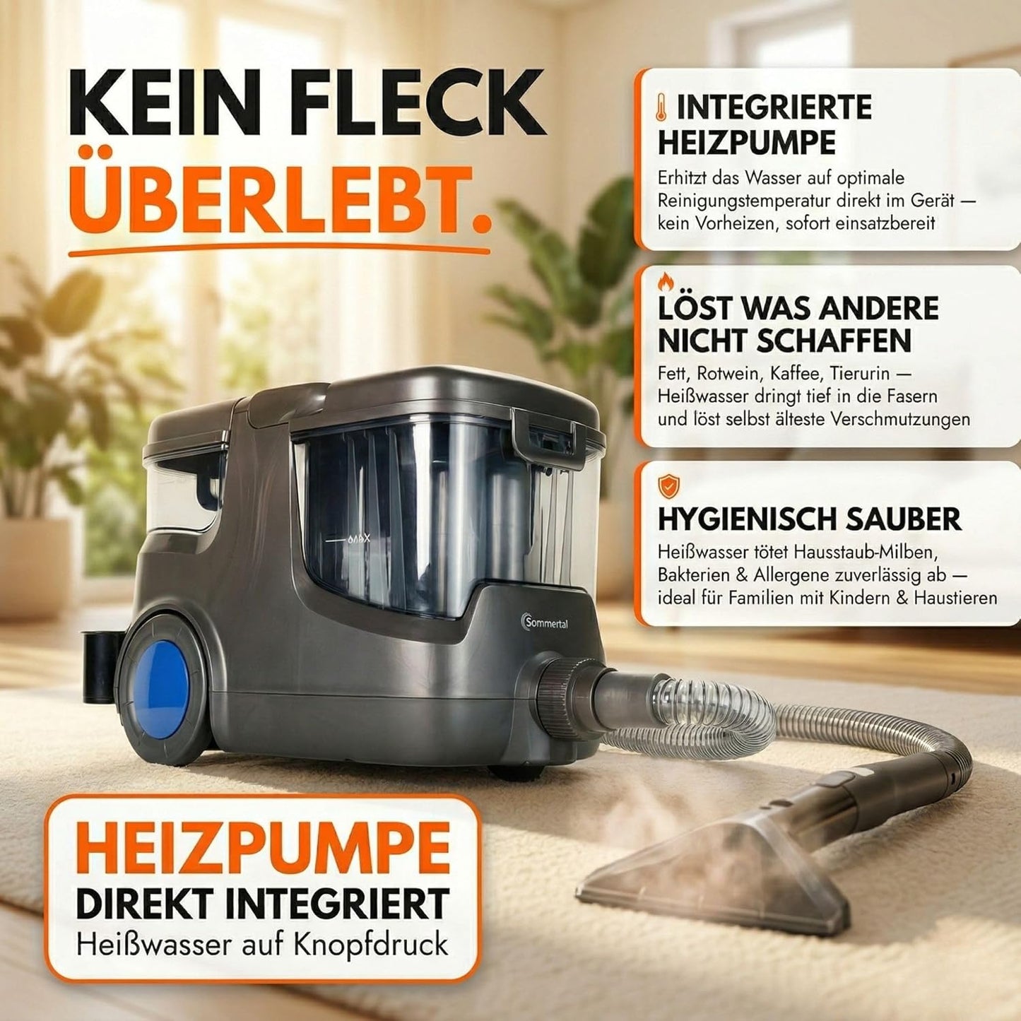 Hydro 9000 Max Waschsauger mit Dampfsauger, Waschsauger
