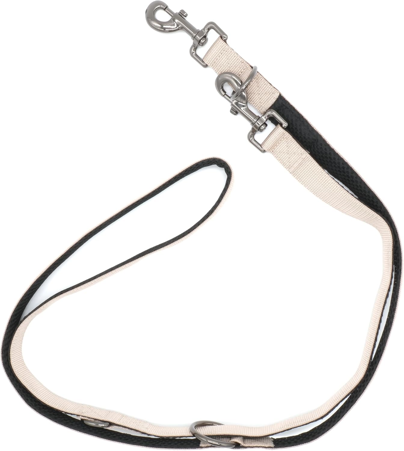 Verstellbare Hundeleine mit Mesh-Gewebe, Beige/Schwarz