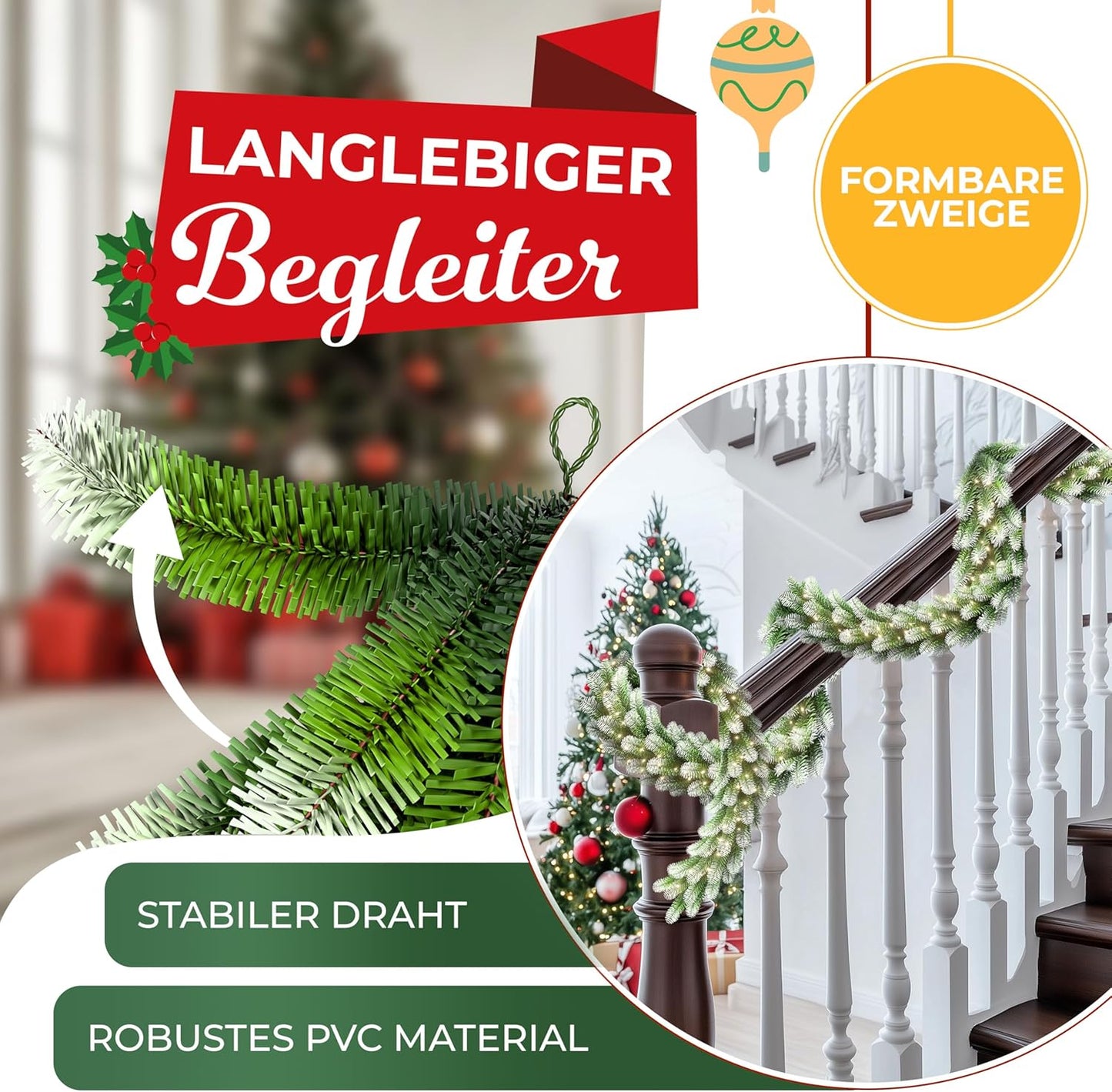 Weihnachtsgirlande mit 200 LEDs, 10m / 200 LEDs Schnee-effekt