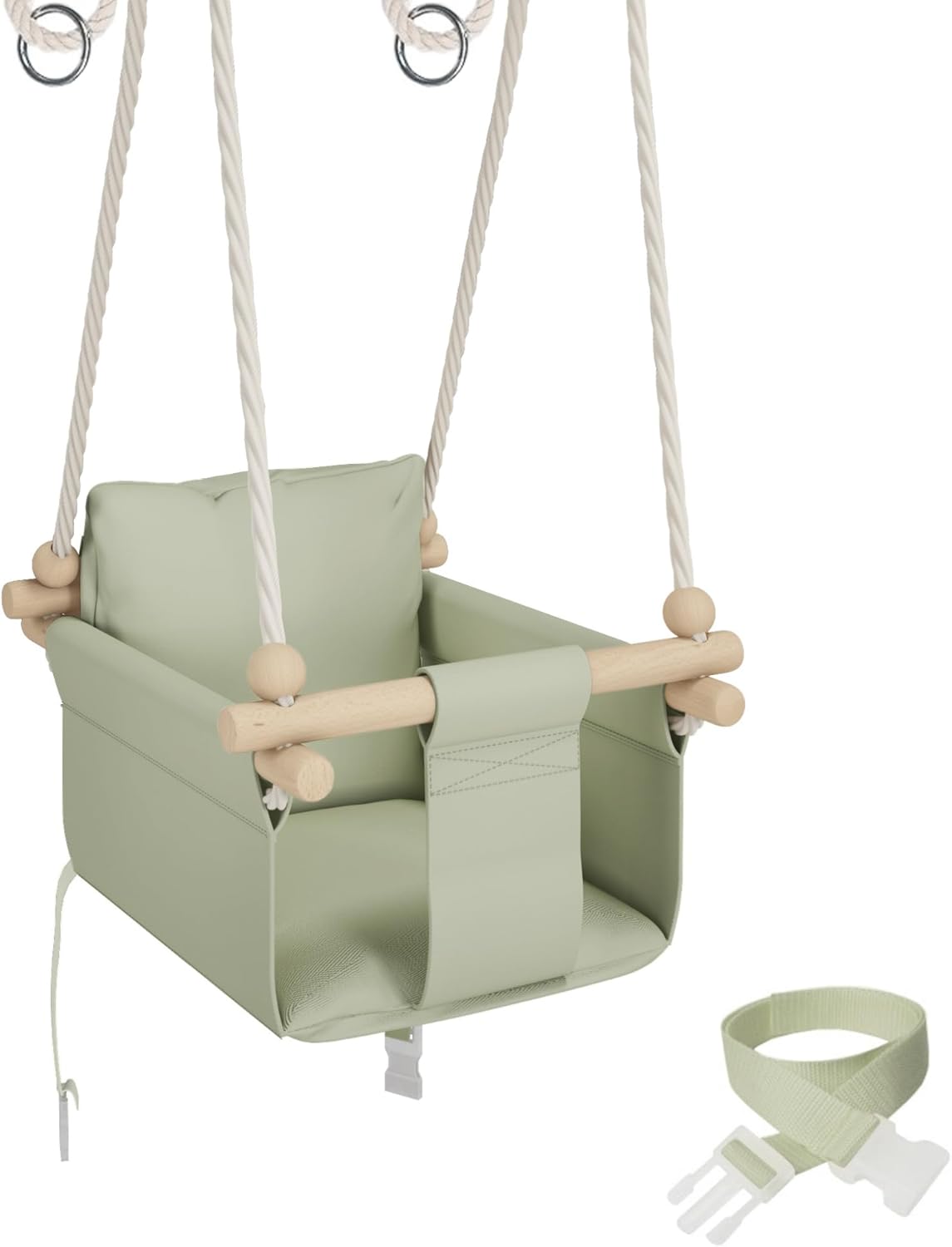 Babyschaukel aus Holz für Indoor-Nutzung, Grün