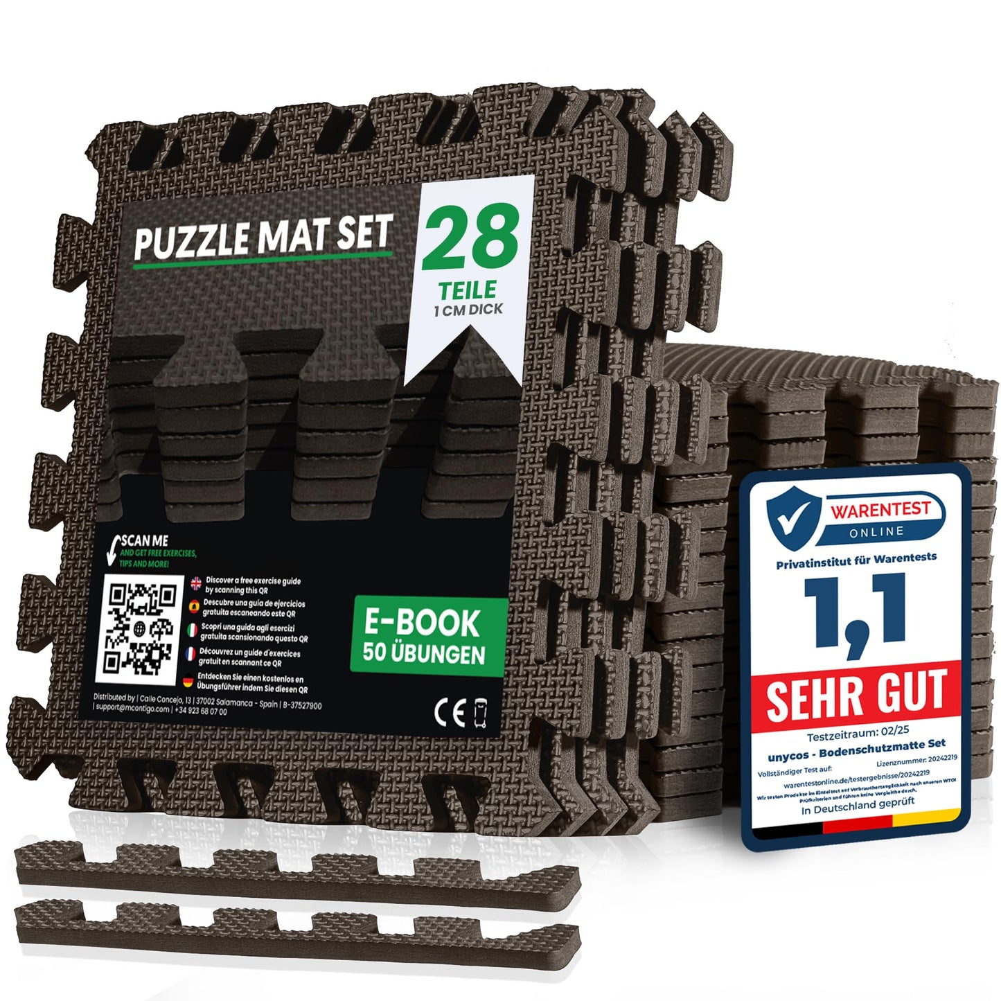 Puzzlematten-Set für Fitnessräume, #11 Braun 30 x 30 x 1 cm