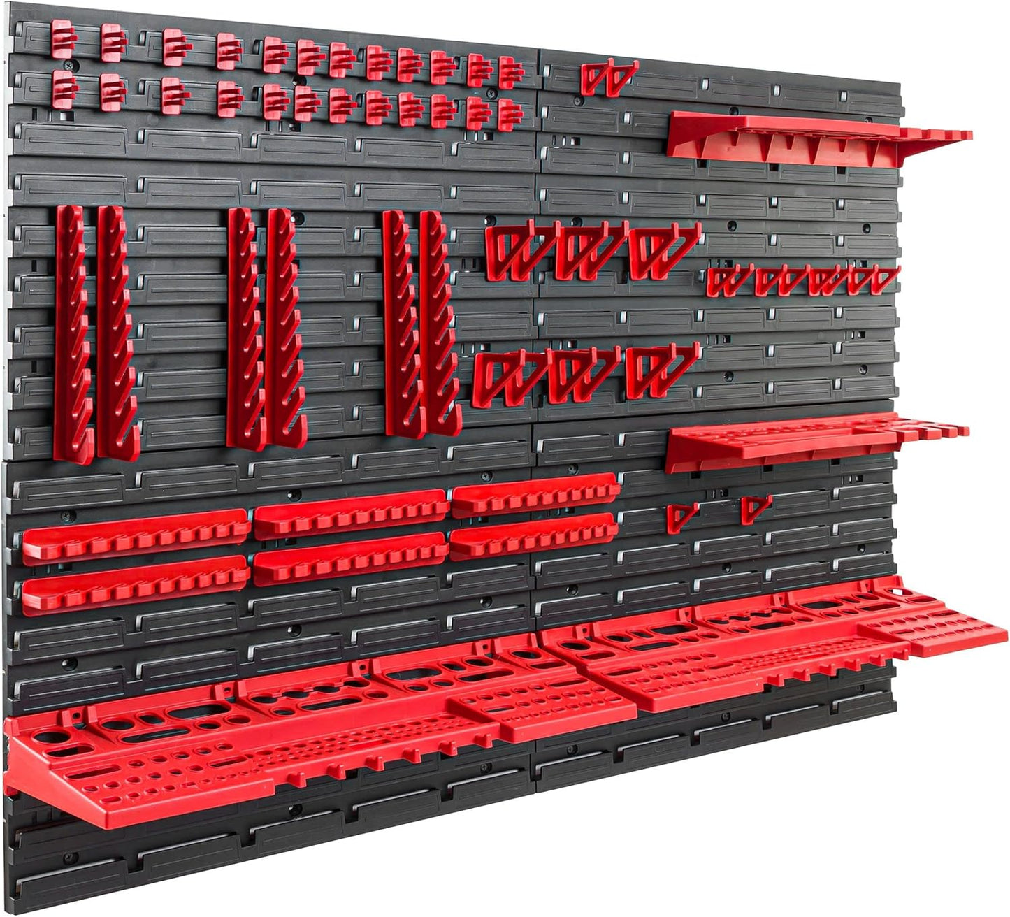 Werkzeugwand-Set mit 58 Haltern und Lochwand (115x78 cm), Rot L 2