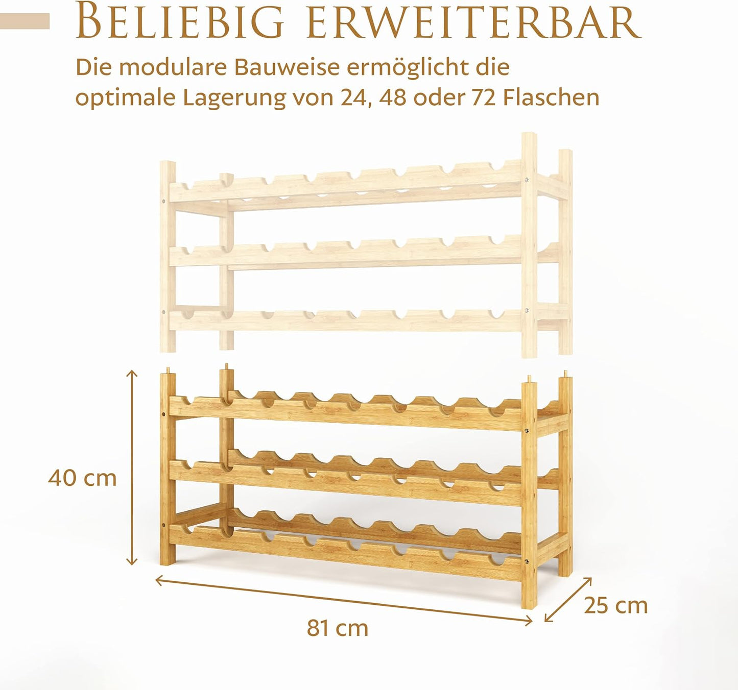 Stapelbares Weinregal für 24 Flaschen, 24 Flaschen