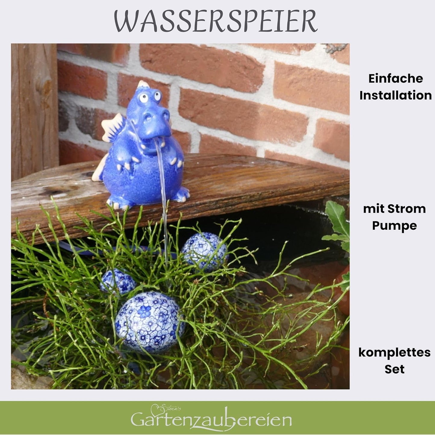 Miniteich Set mit Wasserspeier und Pumpe