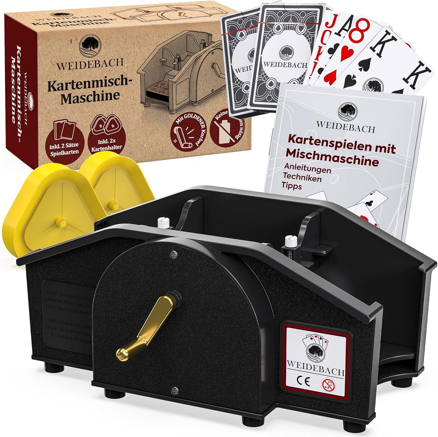 Kartenmischmaschine mit Kurbel, Schwarz