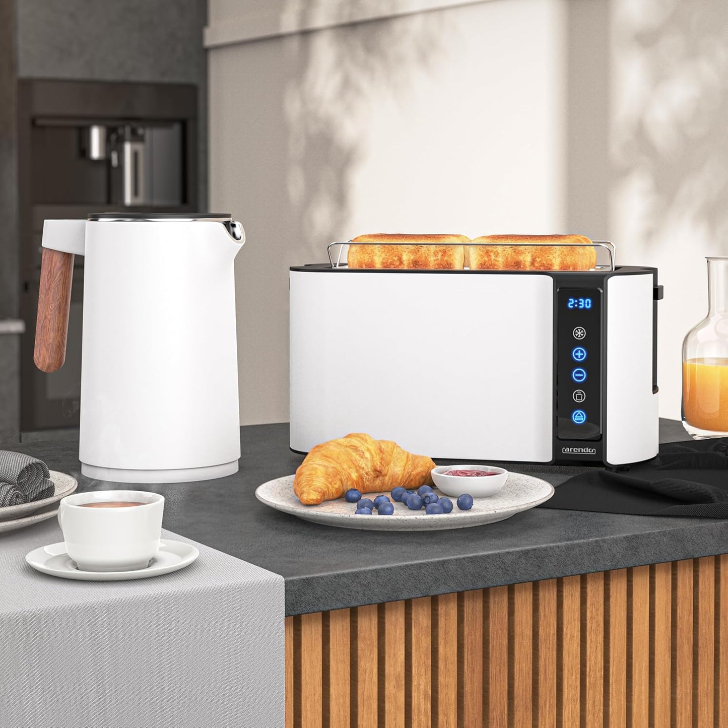 Frühstücksset: Wasserkocher & Toaster mit Temperatureinstellung, C: Set 2