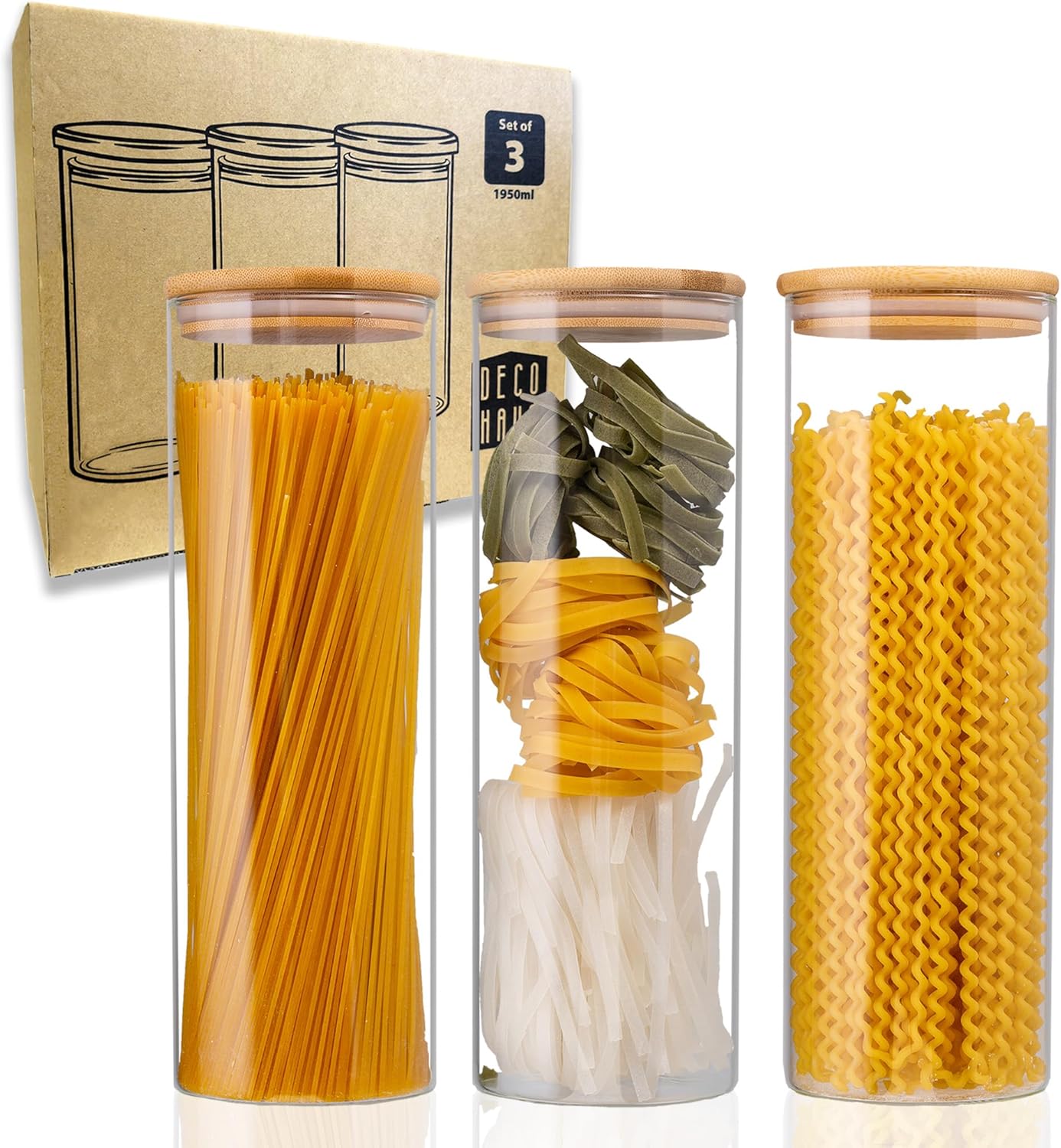 Vorratsgläser-Set mit Deckel, 3 Stk., 1 Grösse/1950ml, rund