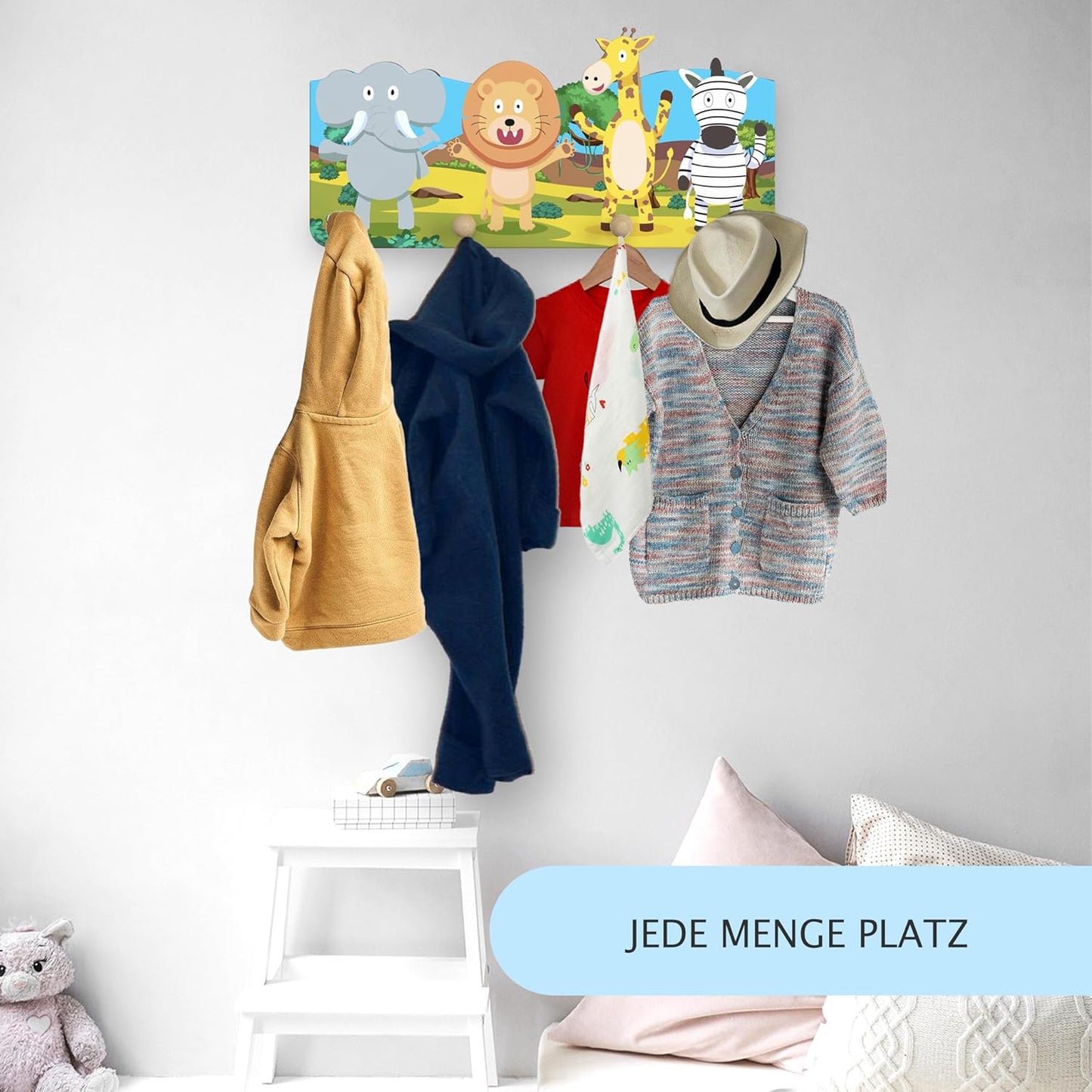 Kindergarderobe aus Holz, Safari