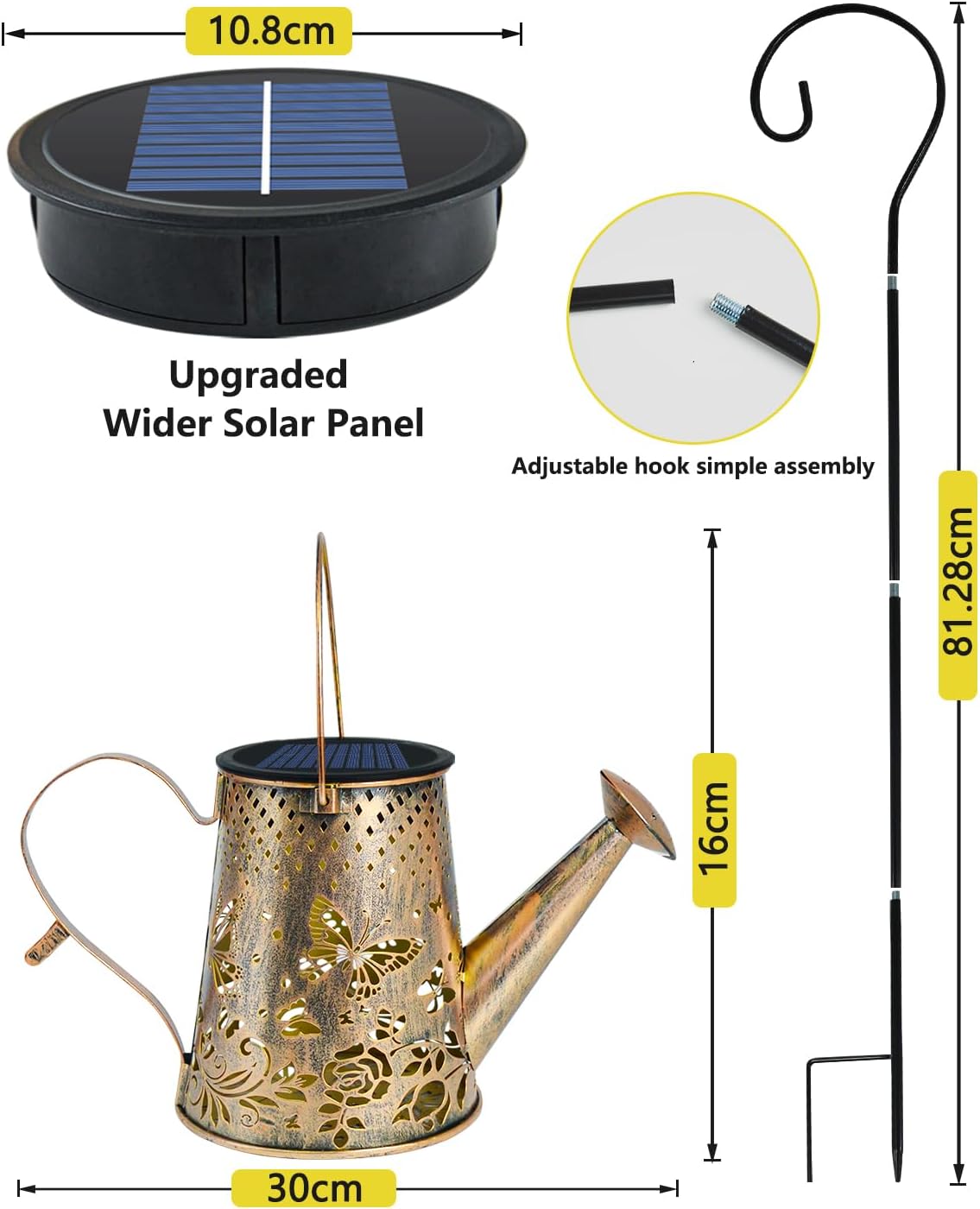 Solar Giesskanne Schmetterling mit Schäferhaken, 1 PCS Schmetterling