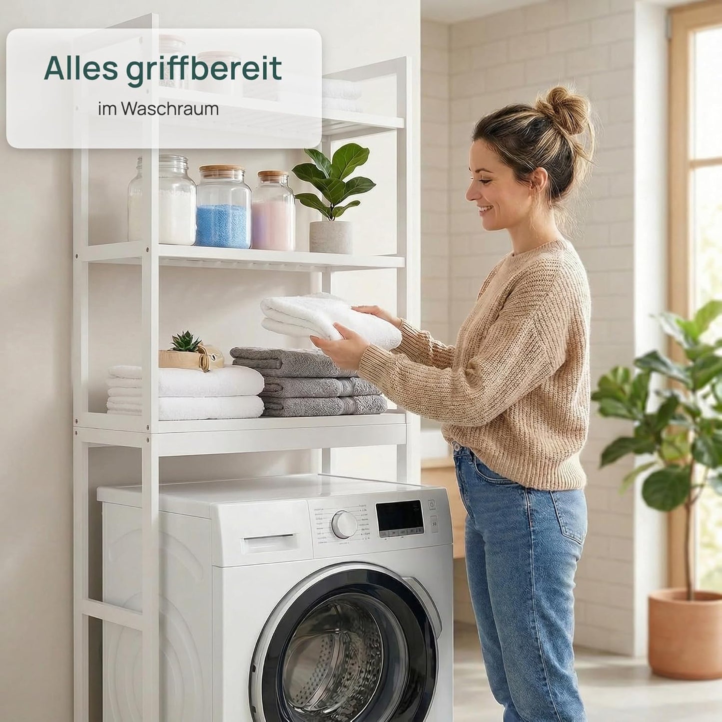 Waschmaschinenregal über Waschmaschine (170 cm), Weiss