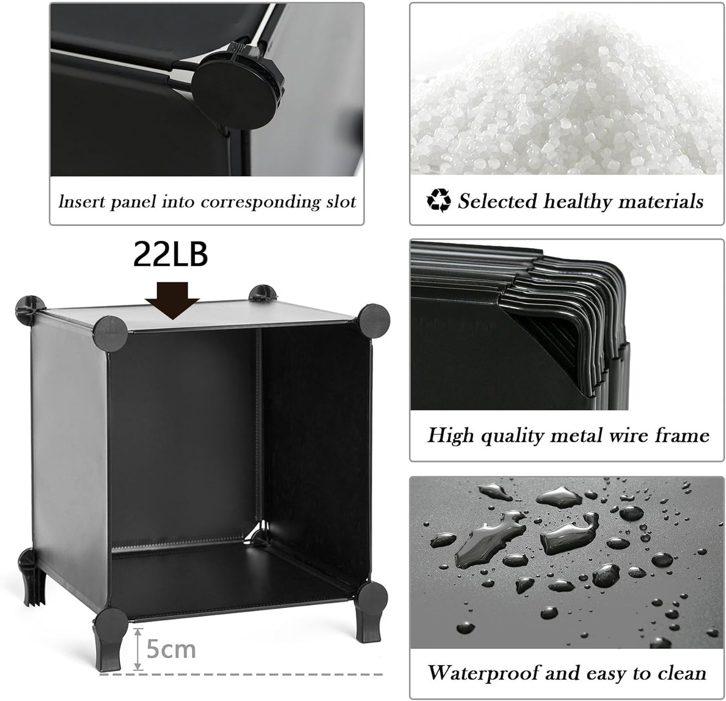 ULPZ017 Kleiderschrank mit 16 Würfeln, Schwarz