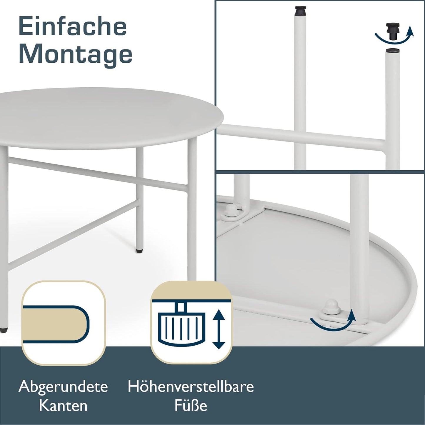 Runder Beistelltisch, Tischplatte: Ø 53cm - Höhe: 36cm Hellgrau