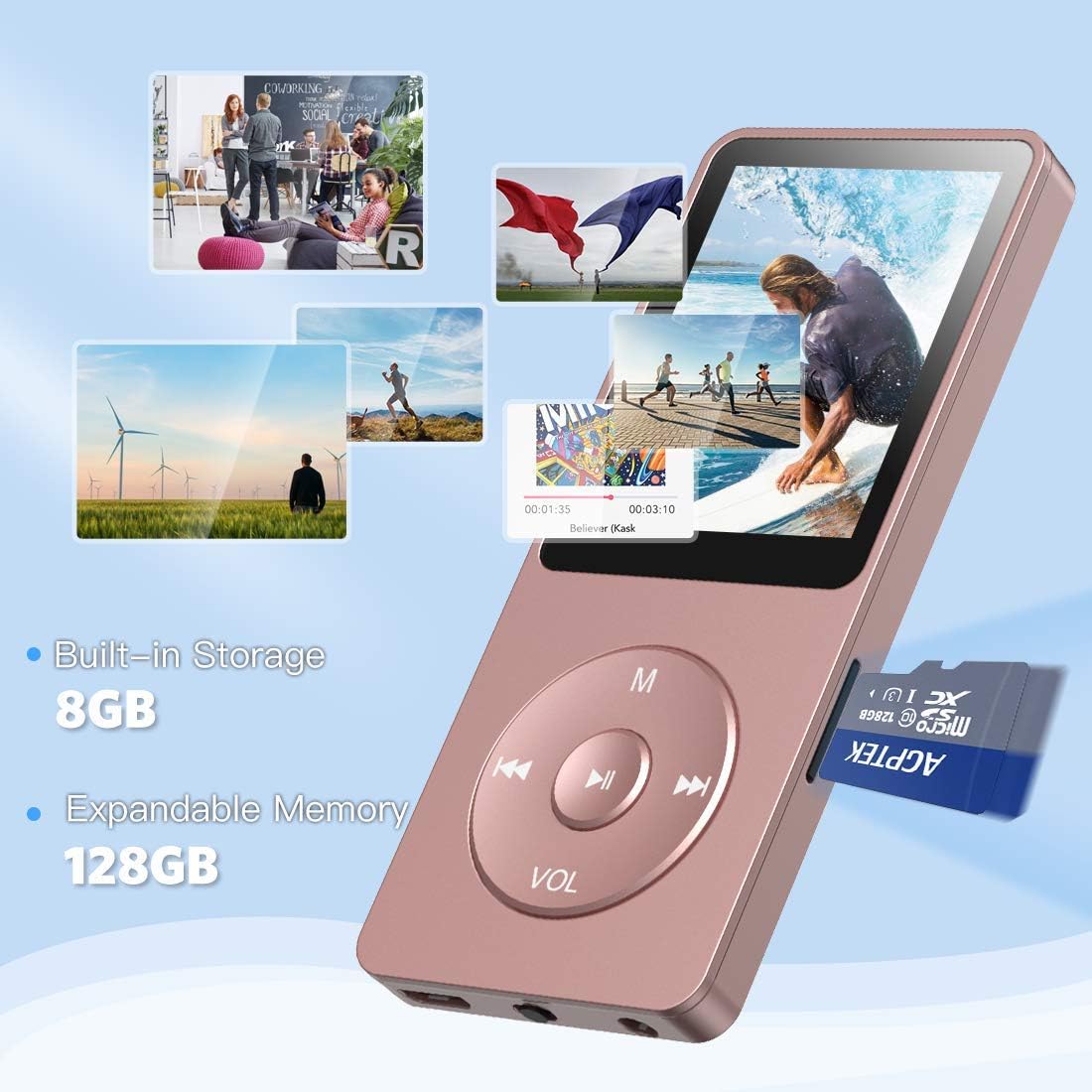 MP3 Player, 8GB ; Rosagold