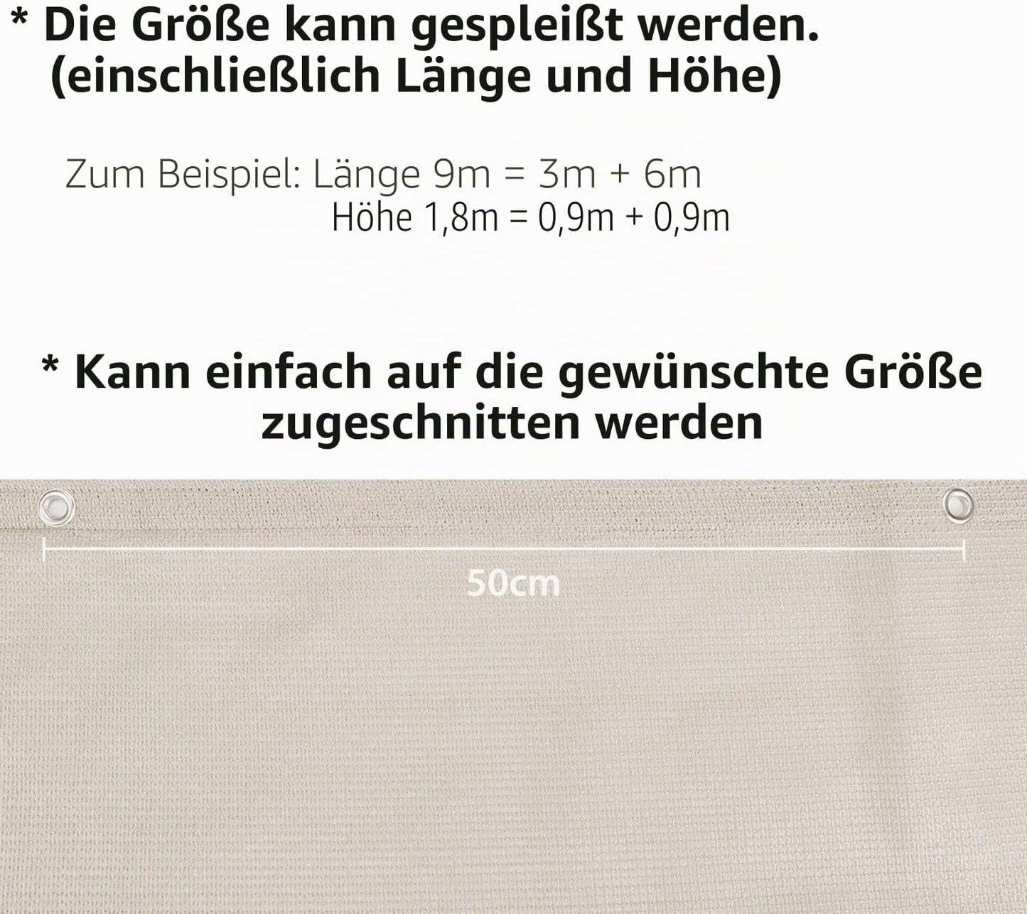 Balkon-Sichtschutz Abdeckung, 75x600 cm, 0.75x6m (mit Kabelbinder) Taupe