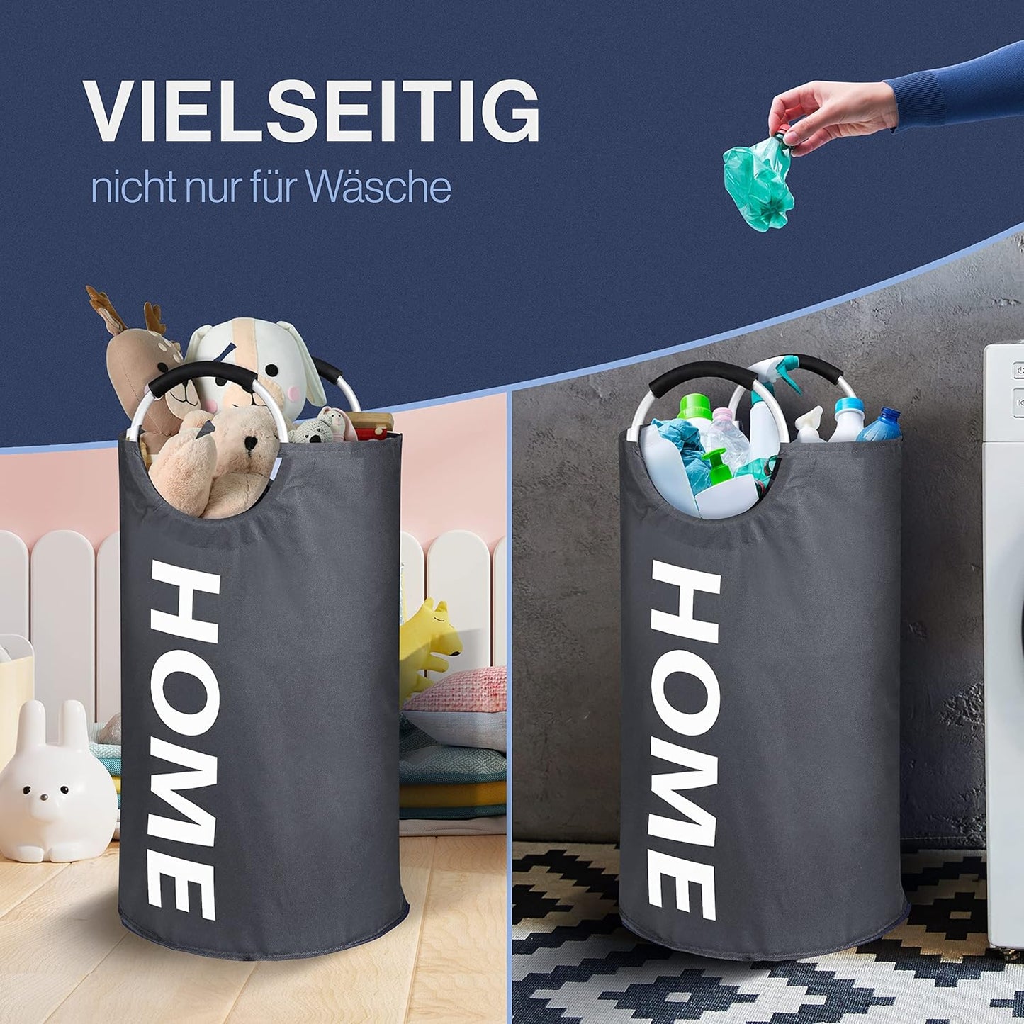 Faltbarer Wäschesack, Grau