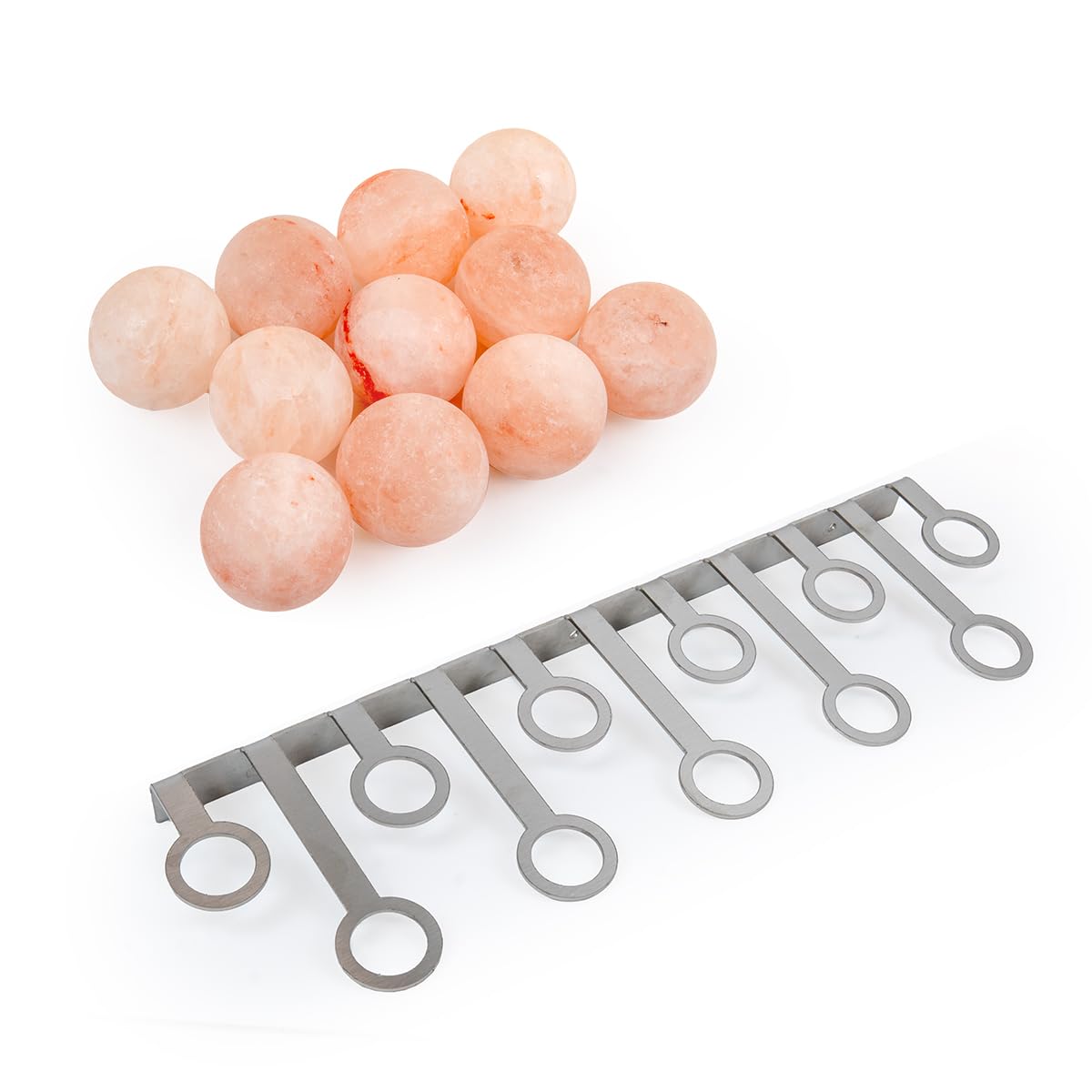 Salzkugeln mit Edelstahl-Wandhalterun, 11 Stück mit Wandhalterung
