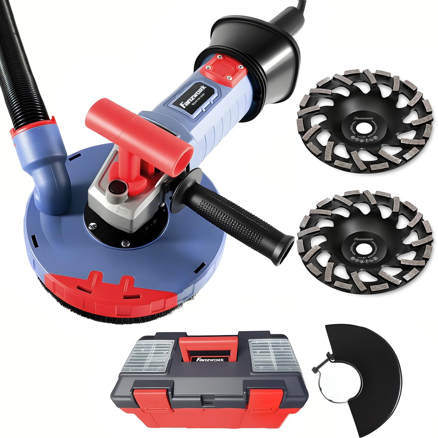 ‎10D-HG0026 Betonschleifer Set mit Diamantschleiftopf und Absaughaube, T-Model/180mm+