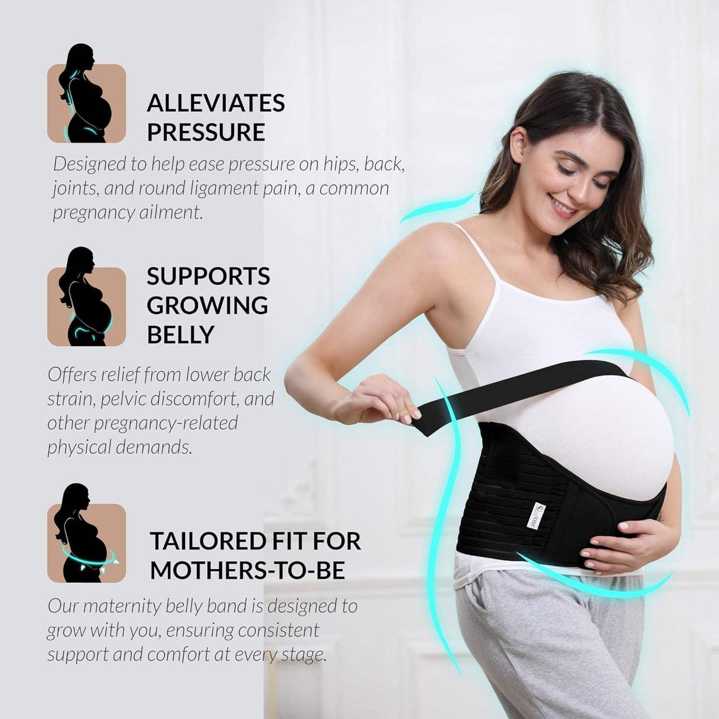 Schwangerschaftsgurt: Unterstützung für Bauch, Taille & Rücken, XL schwarz